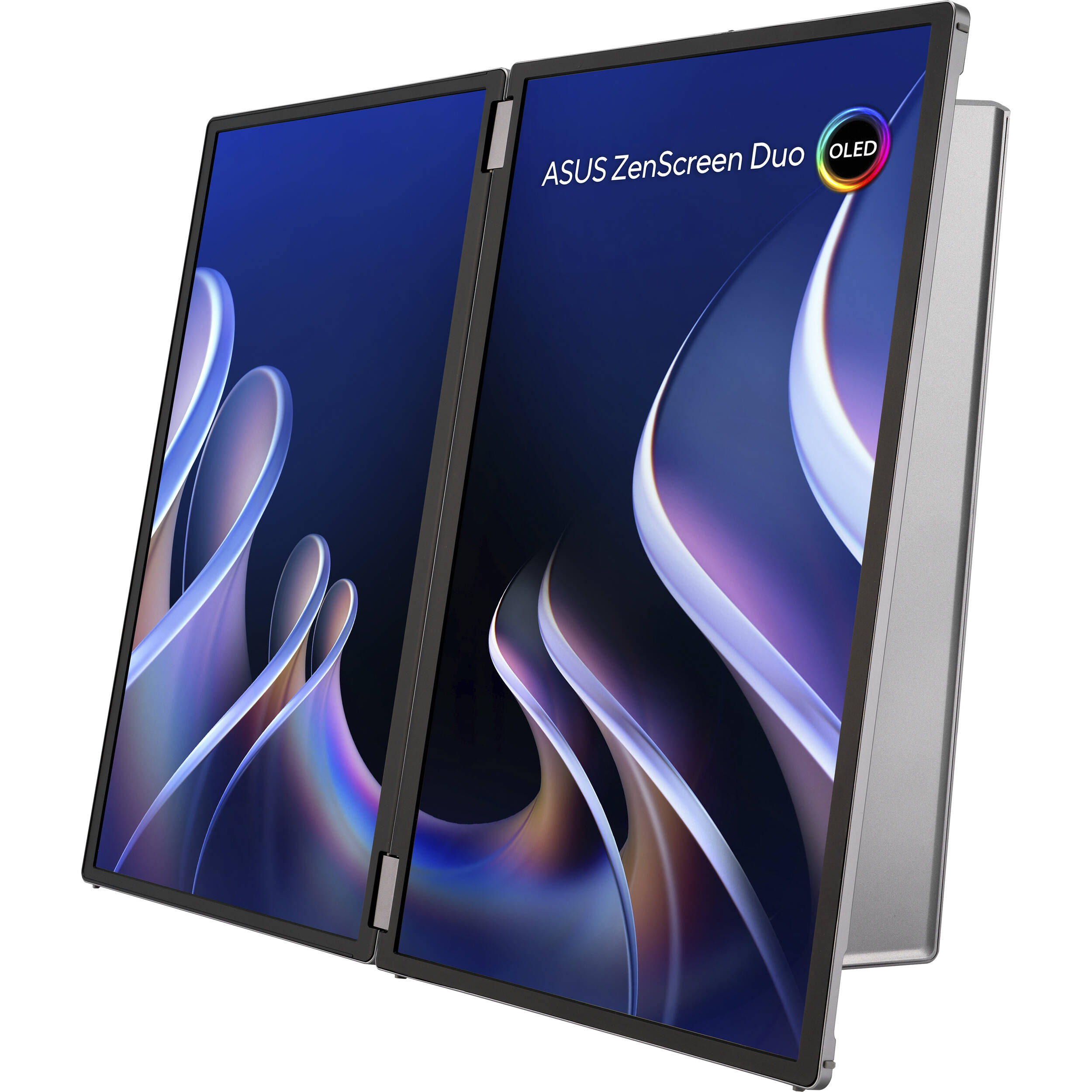 ASUS ZenScreen Duo OLED 360 MQ149CD foldable portable monitor with dual 14-inch OLED displays — view 2