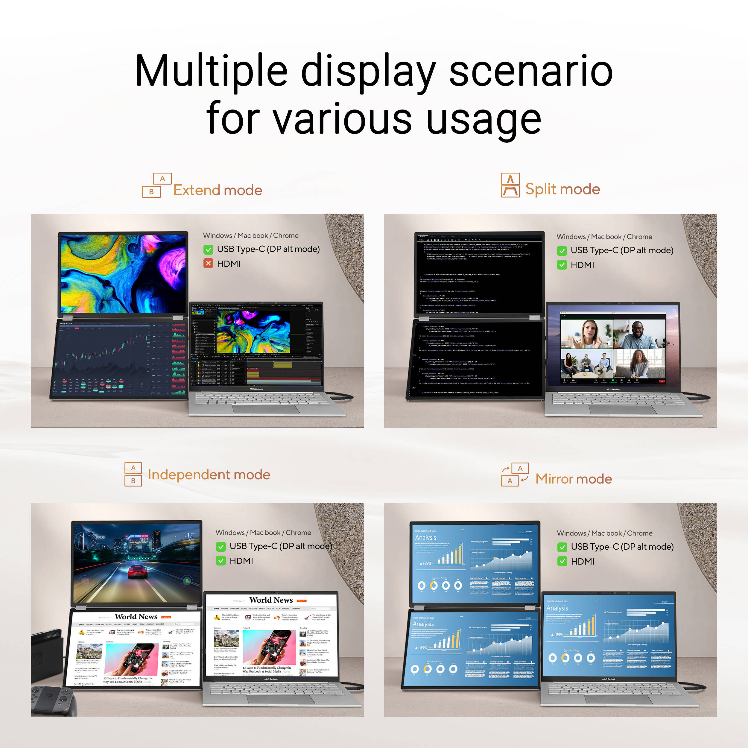 ASUS ZenScreen Duo OLED 360 MQ149CD foldable portable monitor with dual 14-inch OLED displays — view 20
