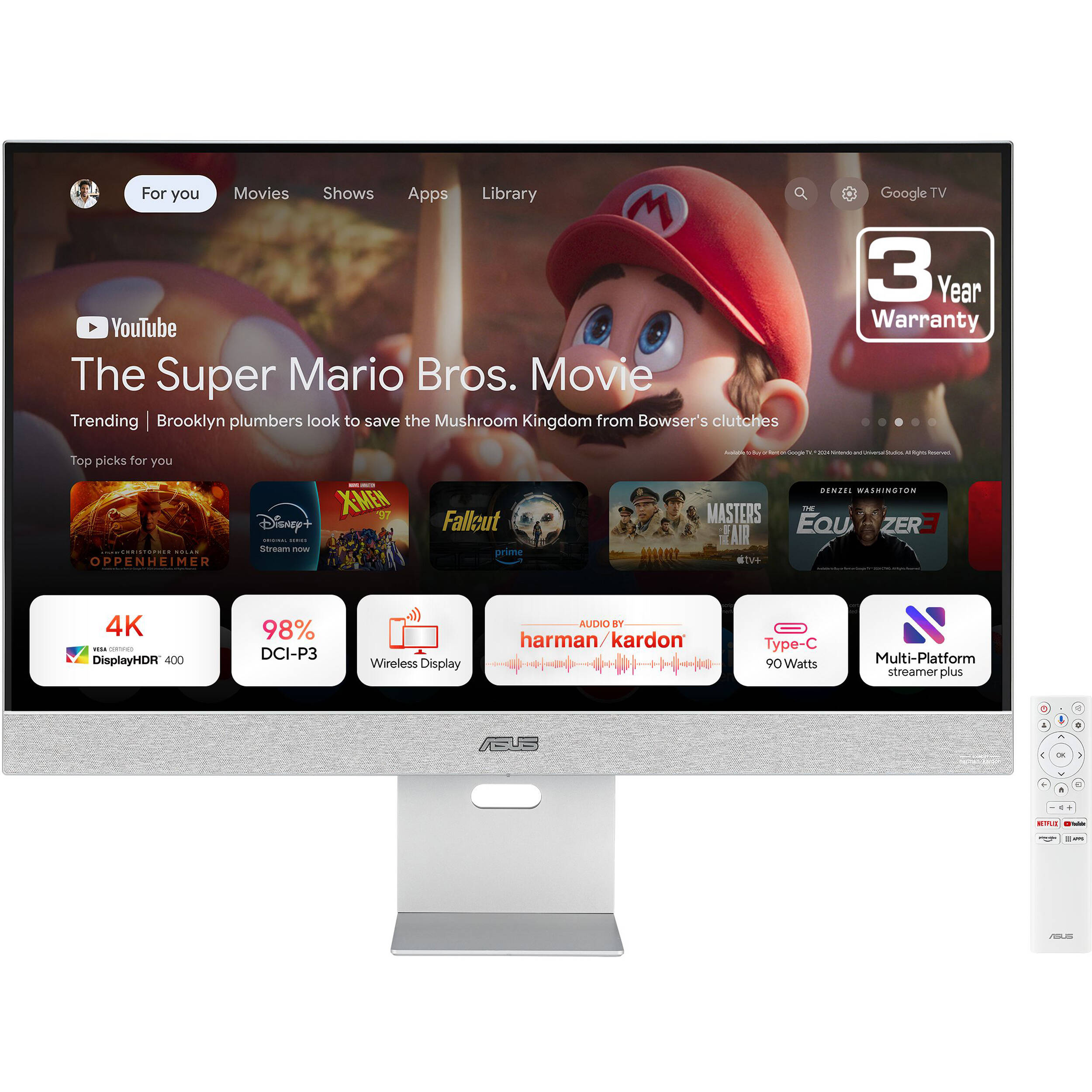 ASUS MS32UC 31.5-inch 4K USB-C smart monitor with Google TV and Harman Kardon speakers — view 2