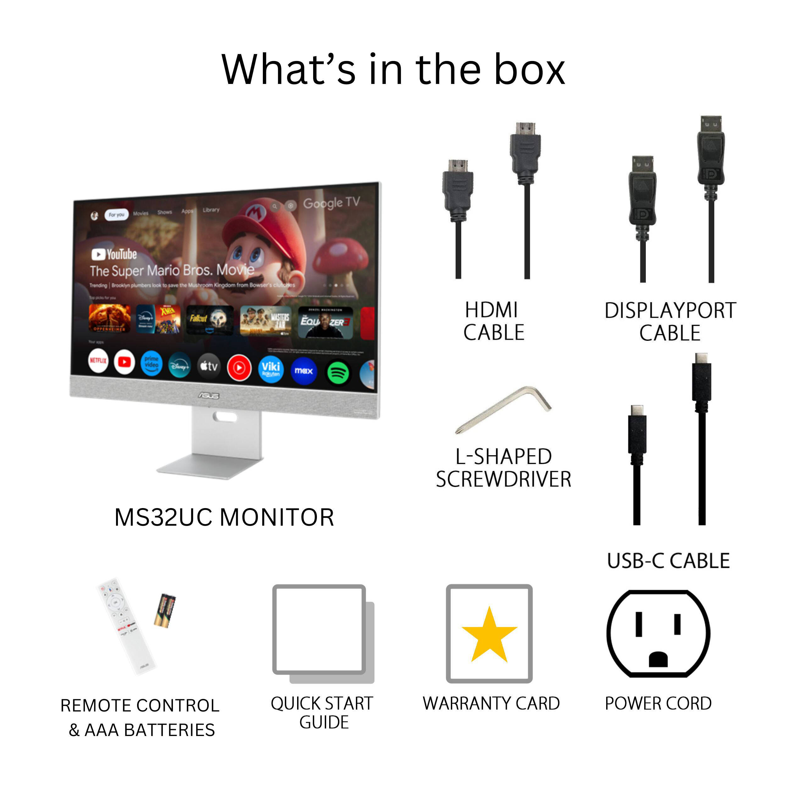 ASUS MS32UC 31.5-inch 4K USB-C smart monitor with Google TV and Harman Kardon speakers — view 7