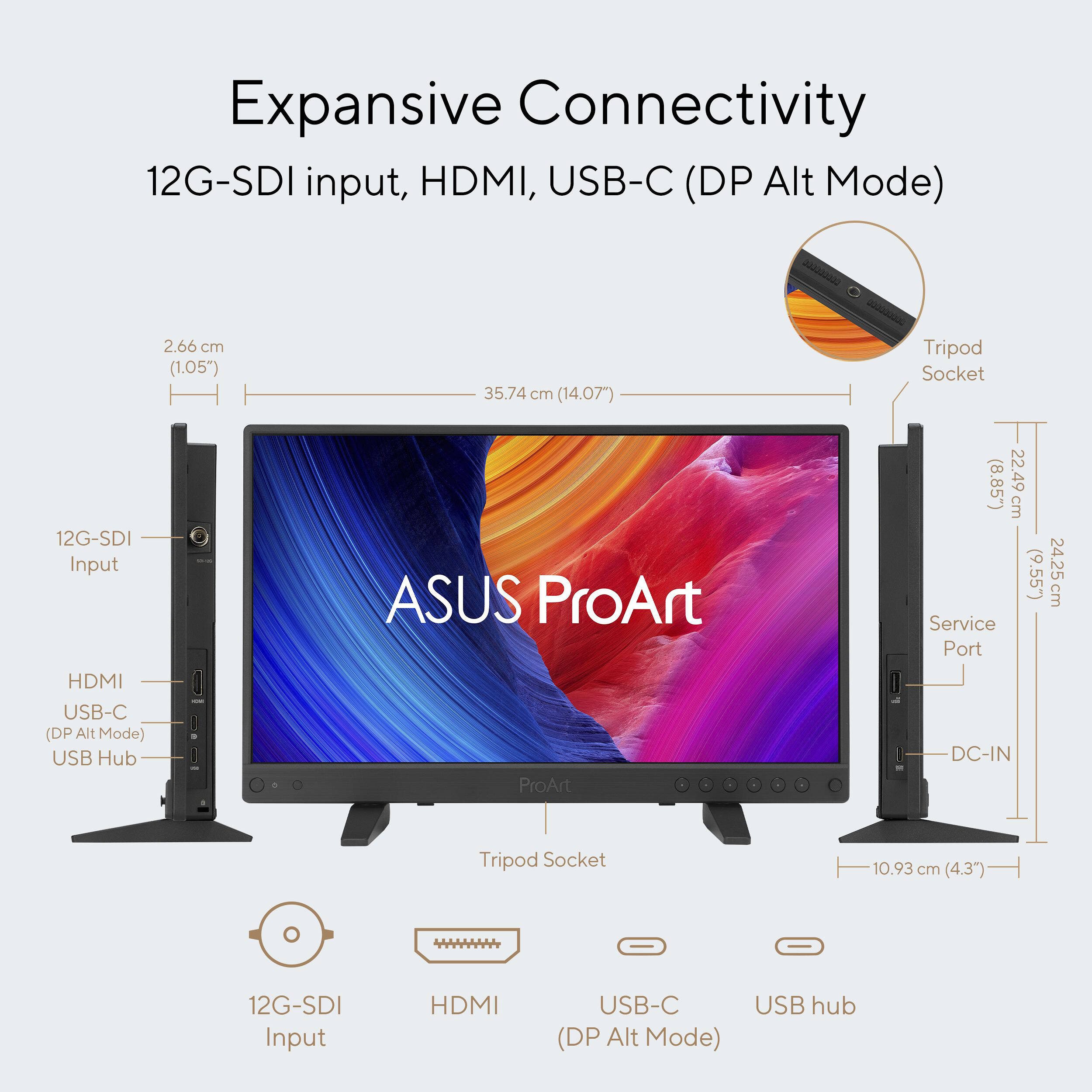 ASUS ProArt Display PA16USV 15.6-inch 4K HDR IPS monitor with 12G-SDI input — view 13
