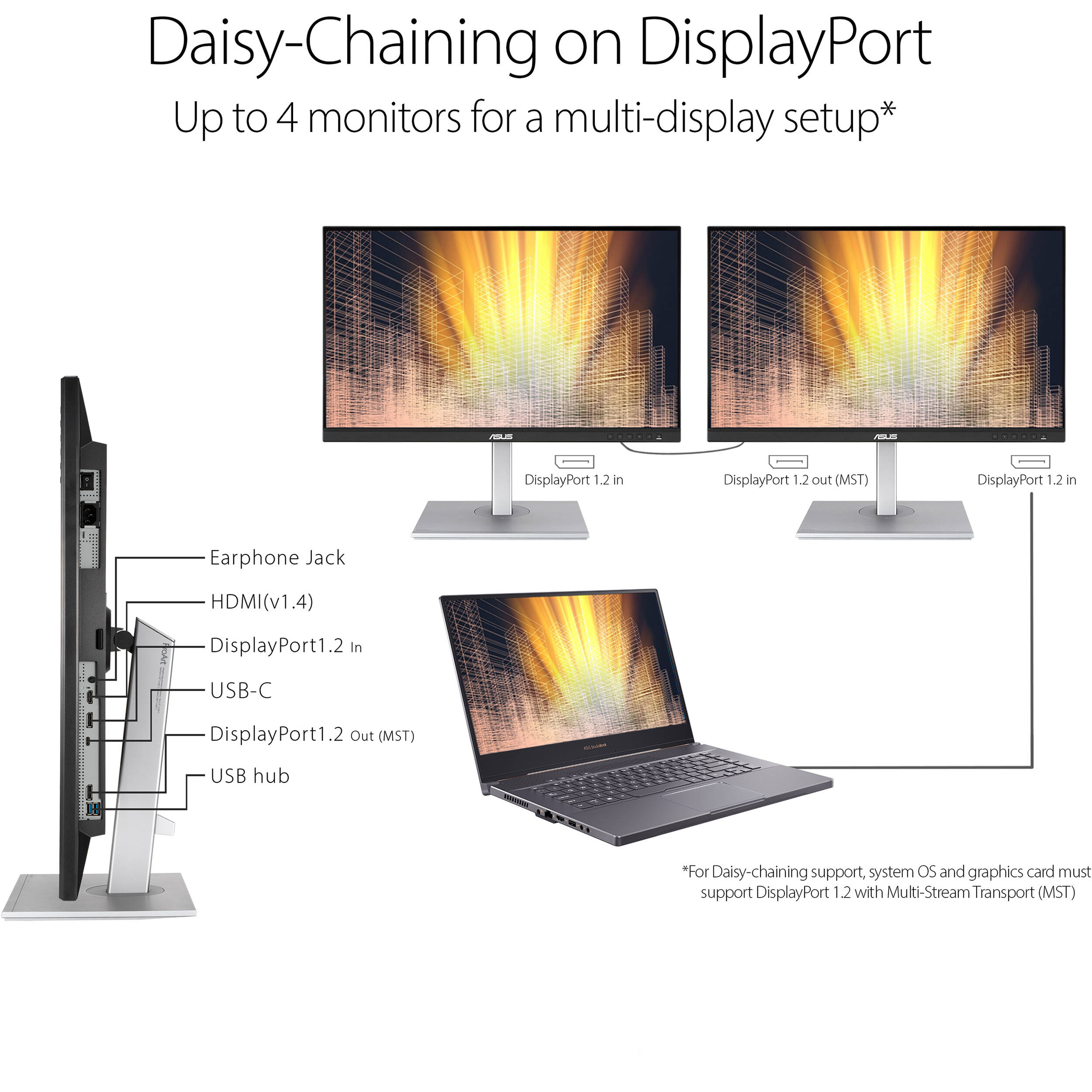 ASUS PA278CV 27-inch WQHD IPS monitor with USB-C, 65 W Power Delivery, and adjustable stand — view 17