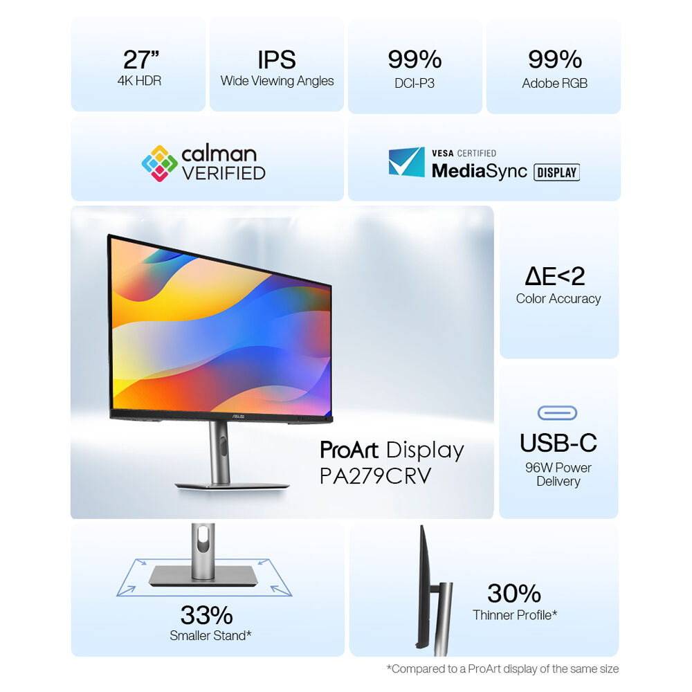 ASUS ProArt PA279CRV 27-inch 4K HDR IPS monitor with USB-C and height-adjustable stand — view 23