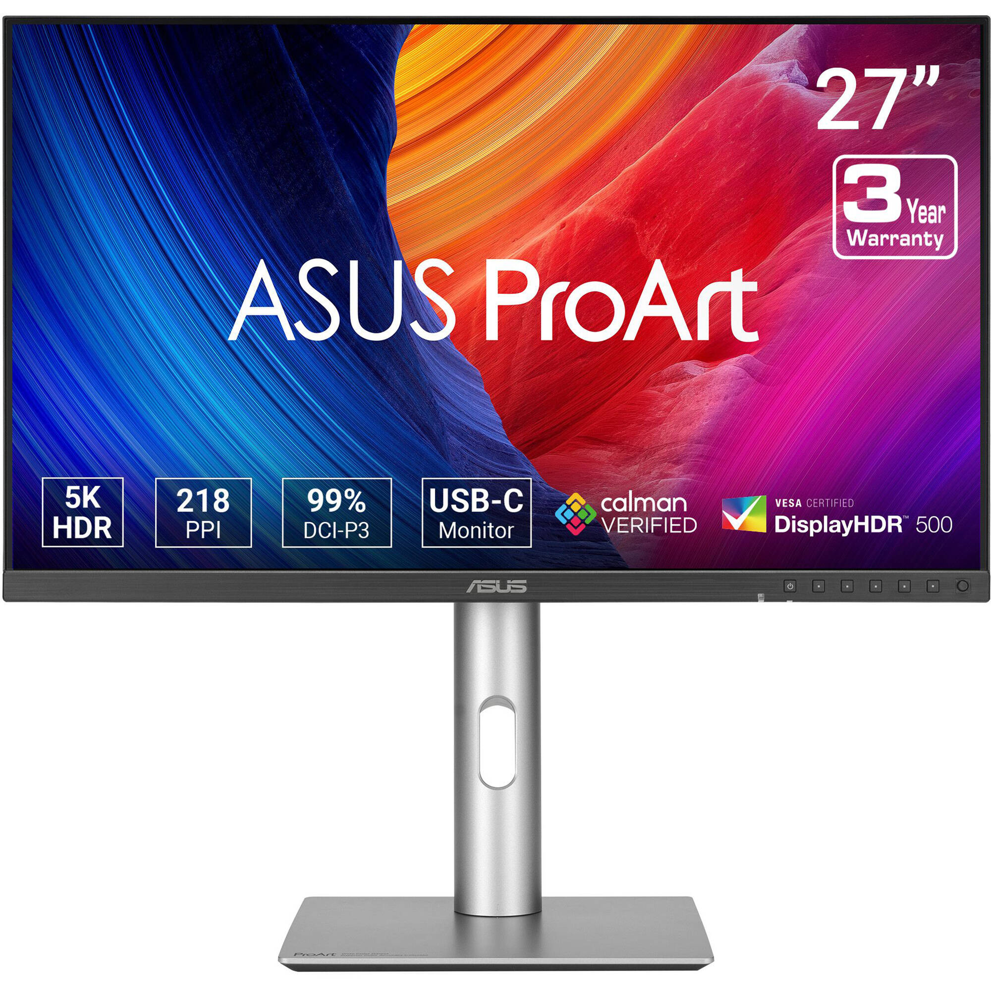 ASUS ProArt PA27JCV 27-inch 5K IPS monitor with slim bezels for professional color-critical work — view 2