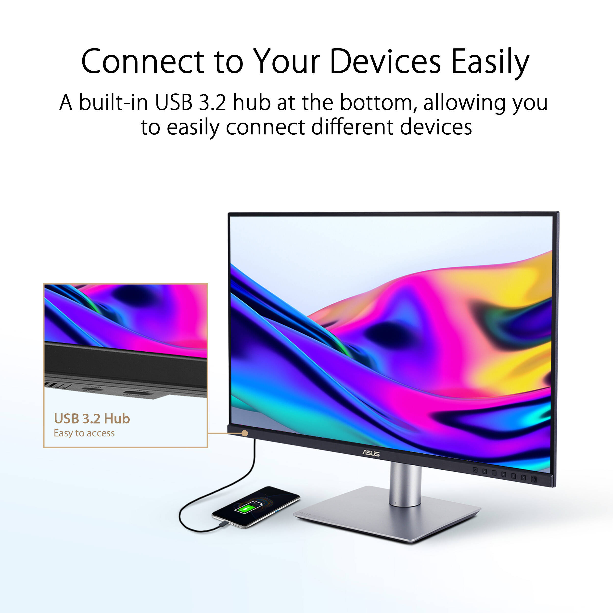 ASUS ProArt Display PA329CRV 32-inch 4K IPS monitor with USB-C and ergonomic stand — view 20