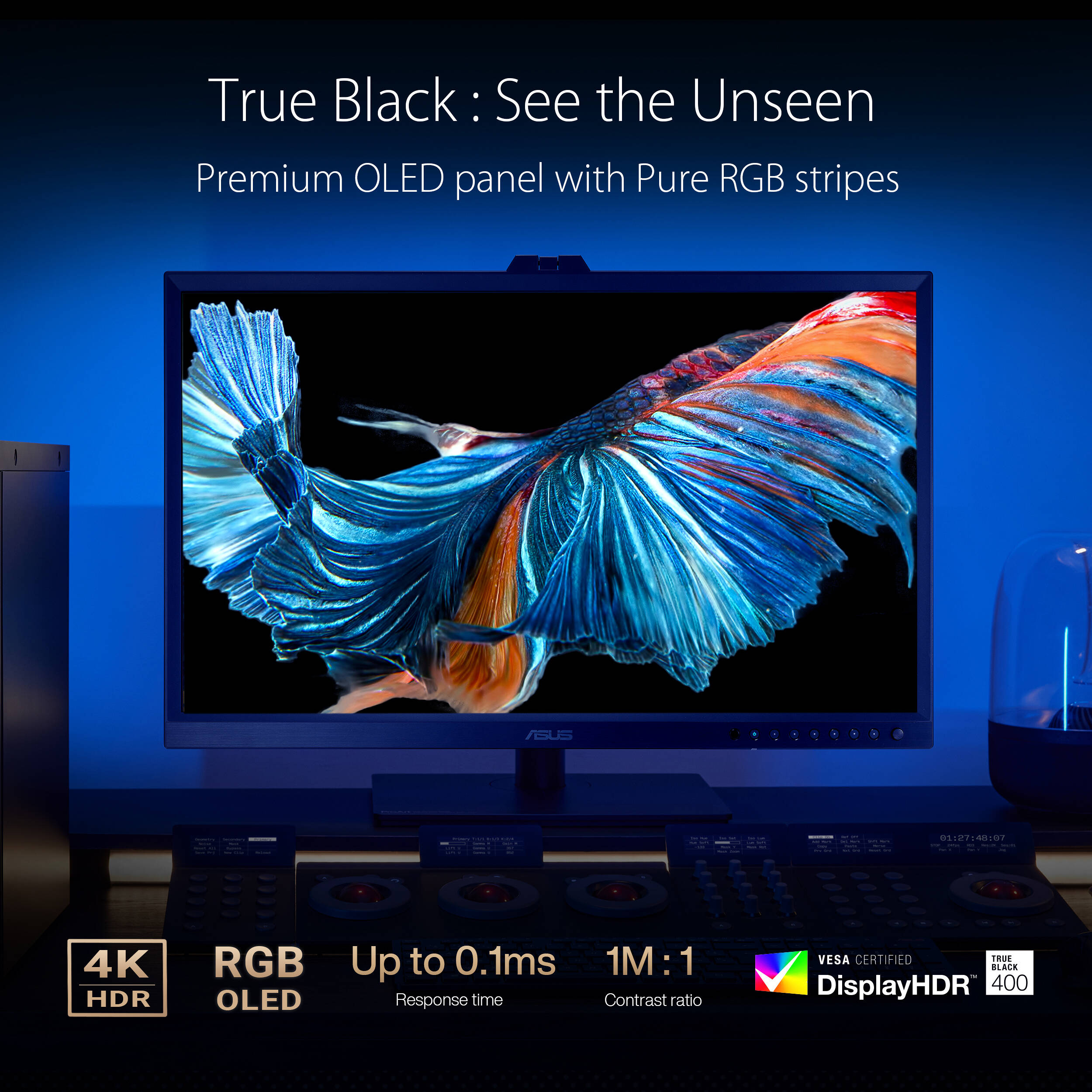 ASUS ProArt Display PA32DC 31.5-inch 4K OLED professional monitor with built-in colorimeter — view 37