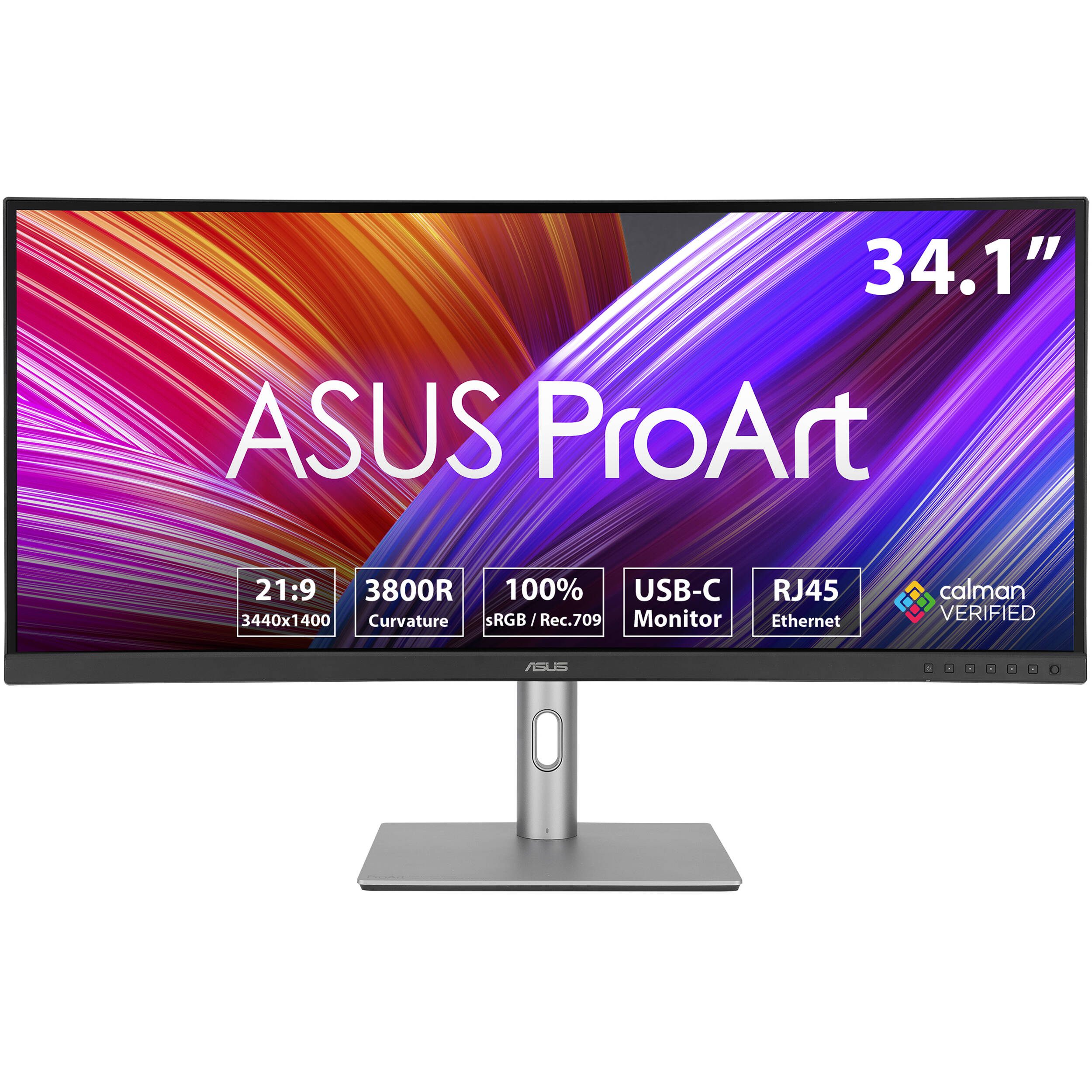ASUS PA34VCNV 34-inch curved ultrawide WQHD monitor for multitasking and wide workflows — view 2
