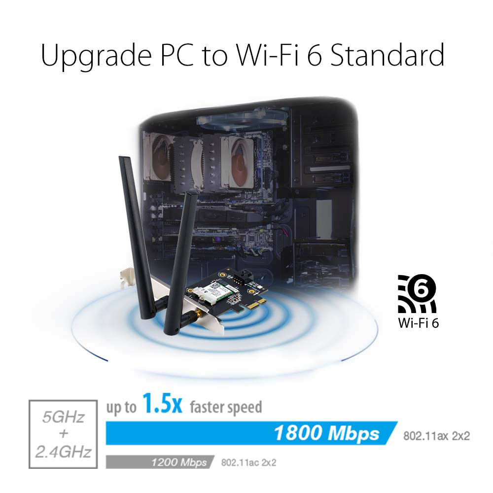 ASUS PCE-AX1800 internal PCIe Wi-Fi 6 and Bluetooth 5.2 wireless adapter — view 7