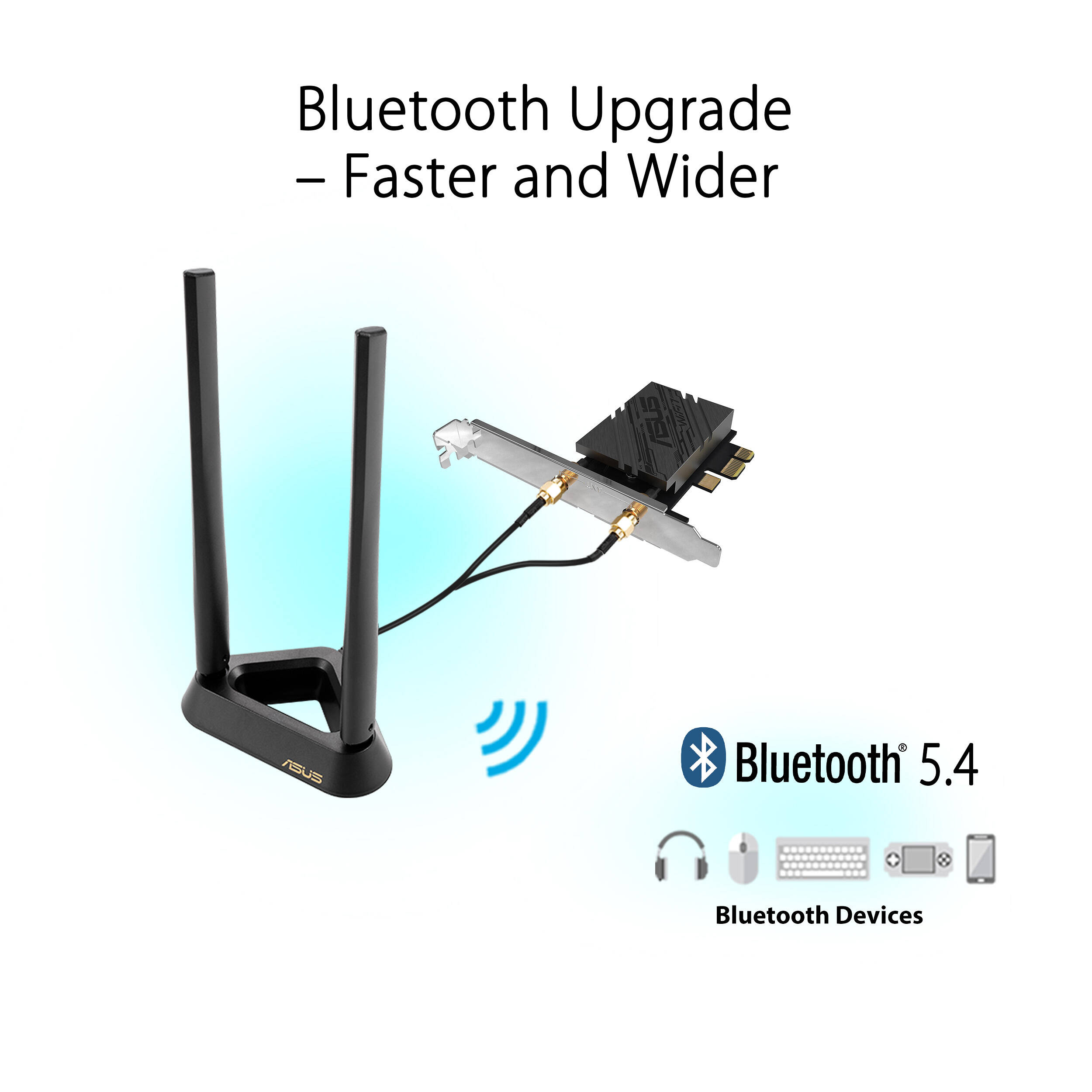 ASUS PCE-BE92BT WiFi 7 PCI-E wireless adapter with dual external antennas — view 7