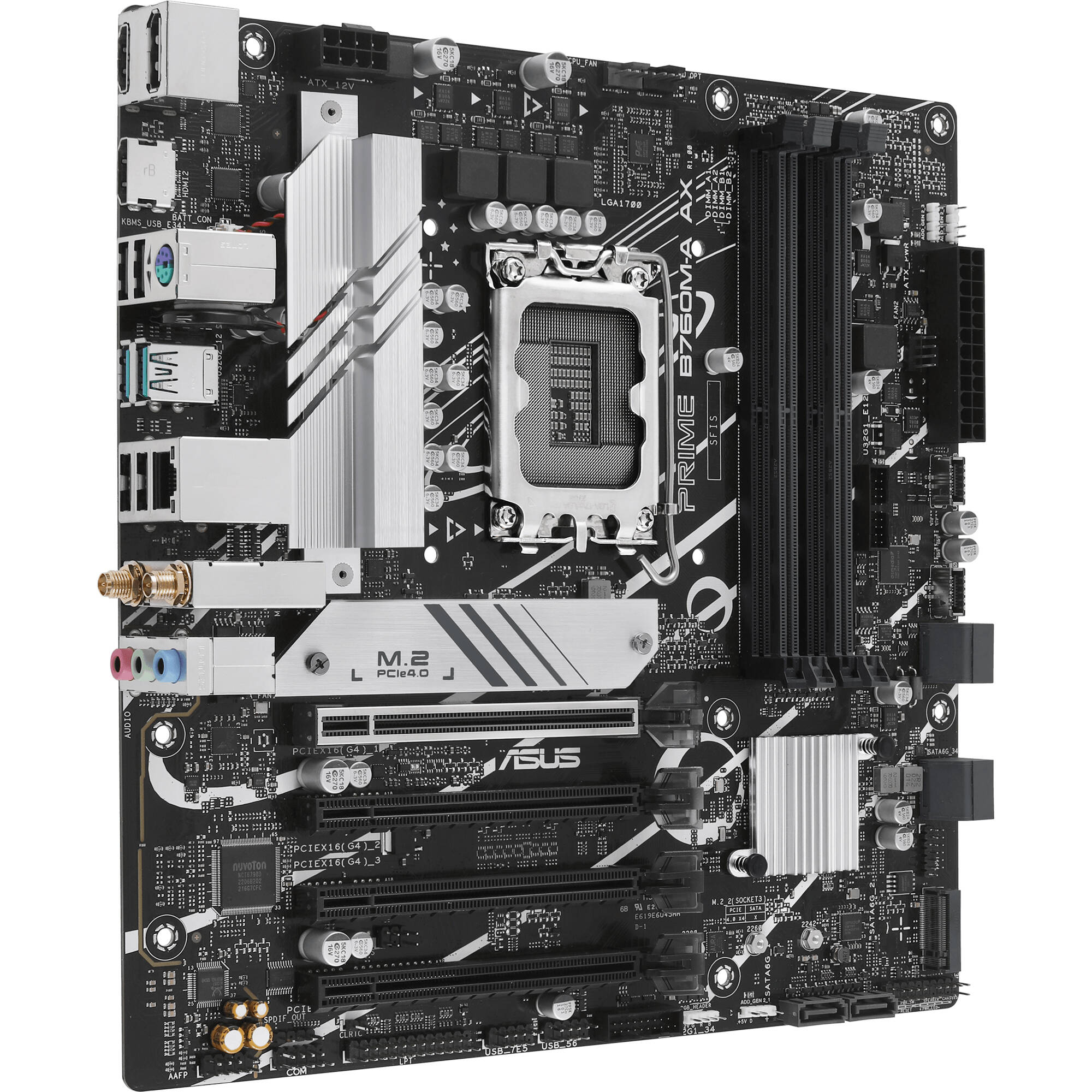 ASUS PRIME B760M-A AX micro-ATX motherboard for Intel LGA 1700 systems with Wi‑Fi — view 3