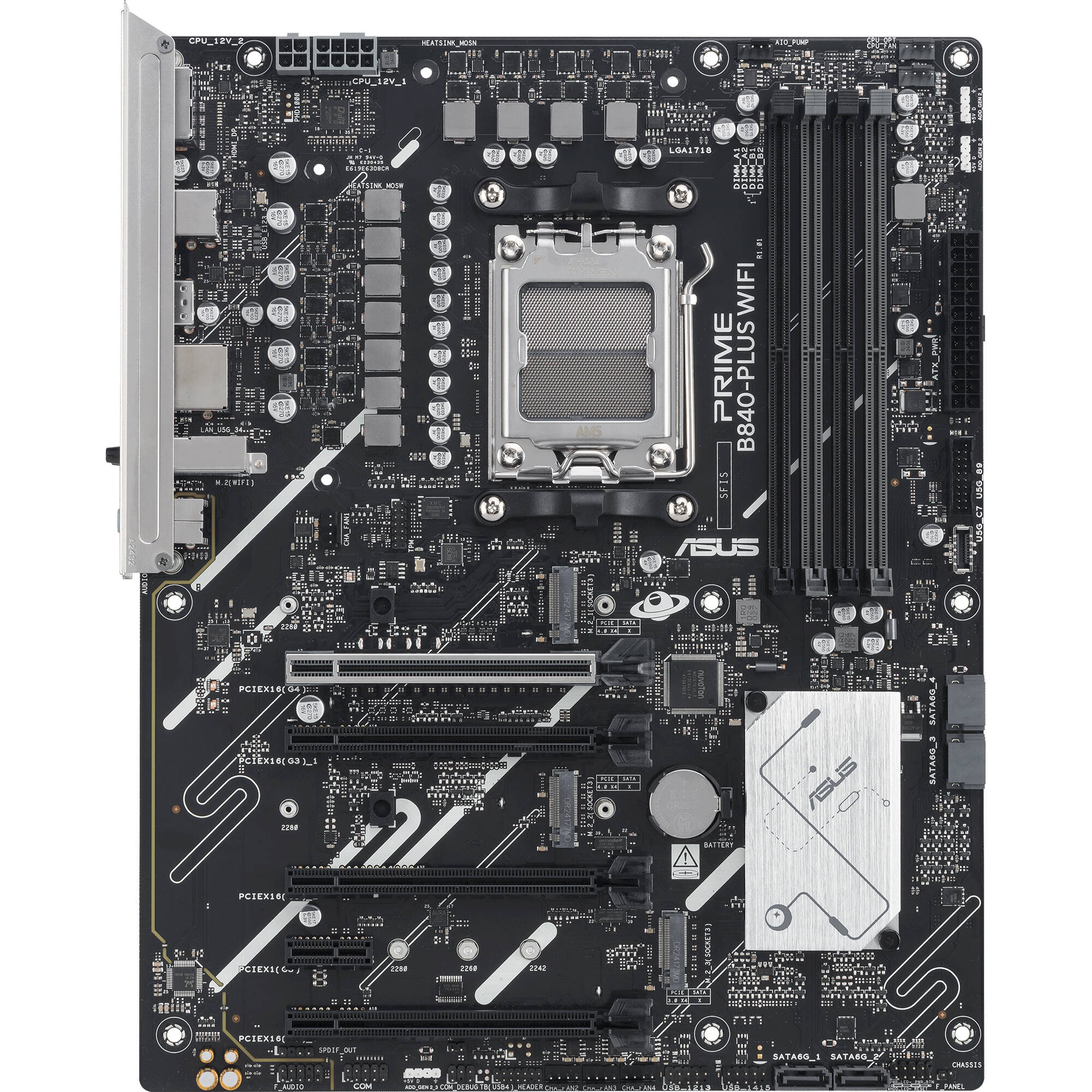 ASUS PRIME B840-PLUS WIFI ATX motherboard for AMD AM5 with DDR5, Wi-Fi 6E, and 3 M.2 slots — view 3