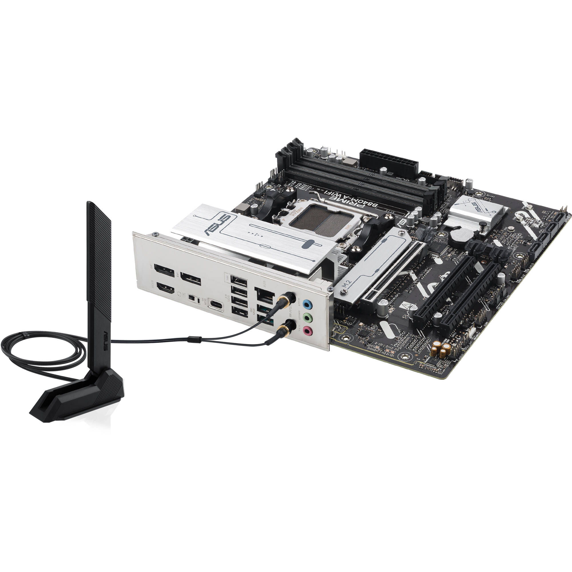 ASUS PRIME B840M-A WIFI-CSM micro-ATX motherboard with AM5 socket, Wi-Fi 6E, and three M.2 slots — view 8