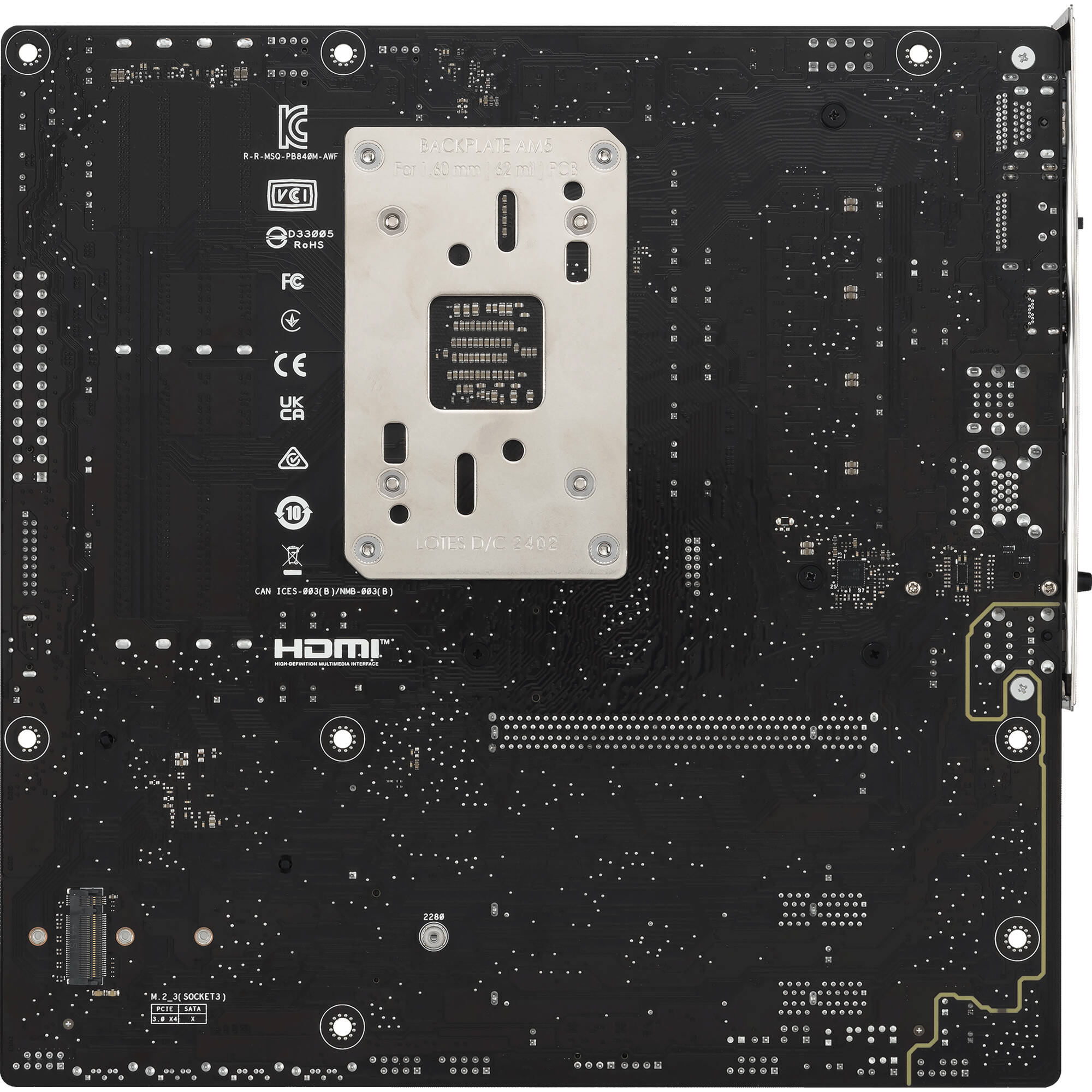 ASUS PRIME B840M-A WIFI-CSM micro-ATX motherboard with AM5 socket, Wi-Fi 6E, and three M.2 slots — view 9