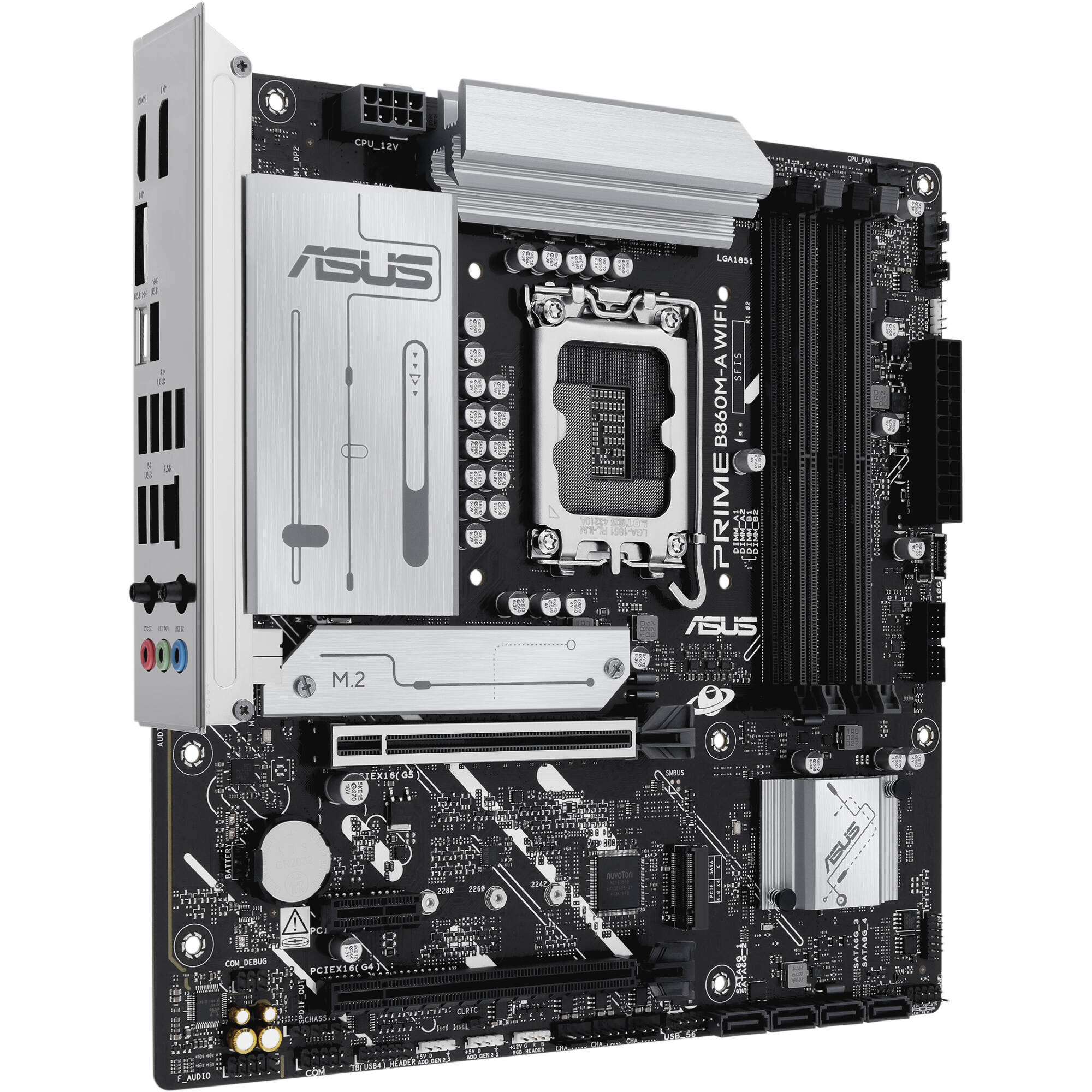 ASUS PRIME B860M-A WIFI-CSM microATX motherboard with LGA 1851, DDR5, WiFi 6E, and PCIe 5.0 x16 — view 4