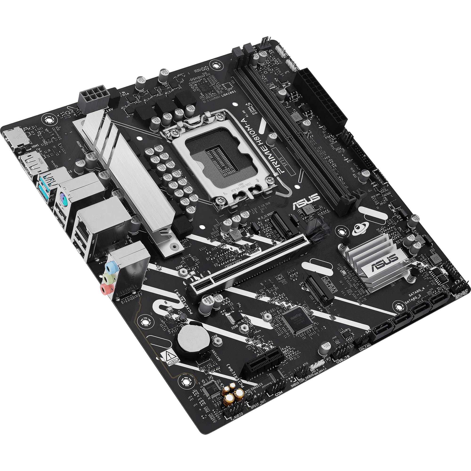 ASUS PRIME H810M-A CSM microATX motherboard with LGA 1851 socket, DDR5 support, and dual M.2 slots — view 3