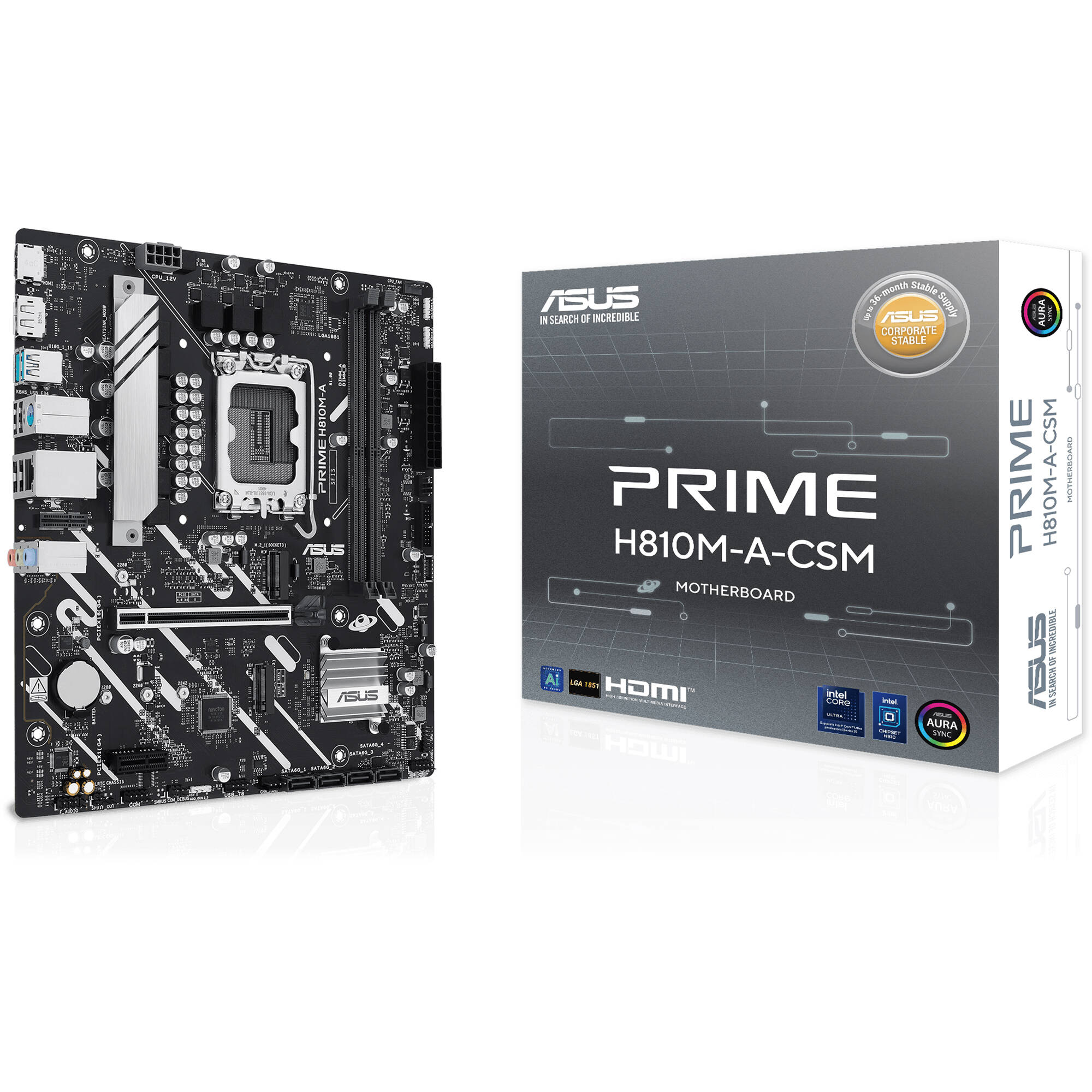 ASUS PRIME H810M-A CSM microATX motherboard with LGA 1851 socket, DDR5 support, and dual M.2 slots — view 7