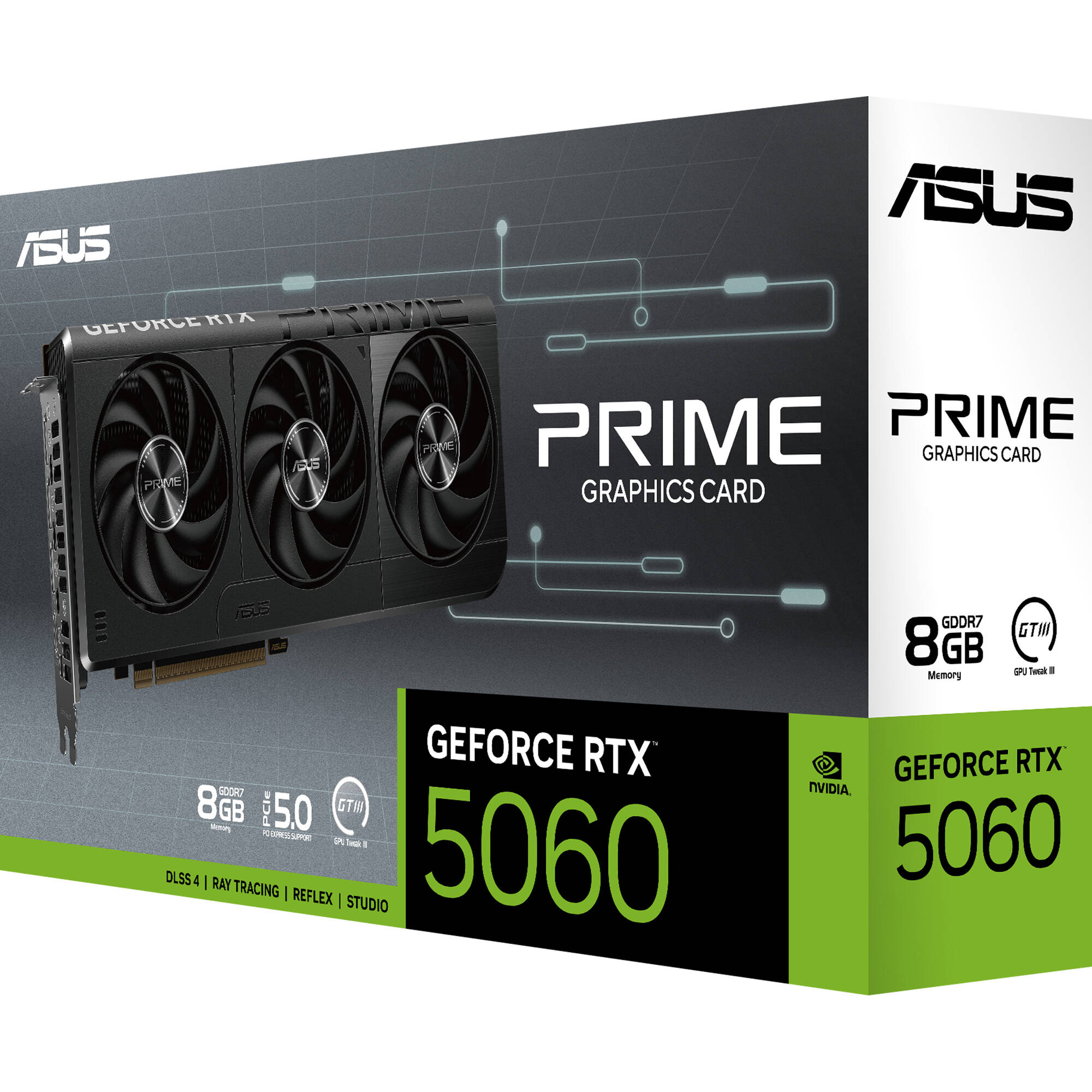 ASUS Prime GeForce RTX 5060 8GB GDDR7 graphics card with Axial-tech fans and dual BIOS — view 10