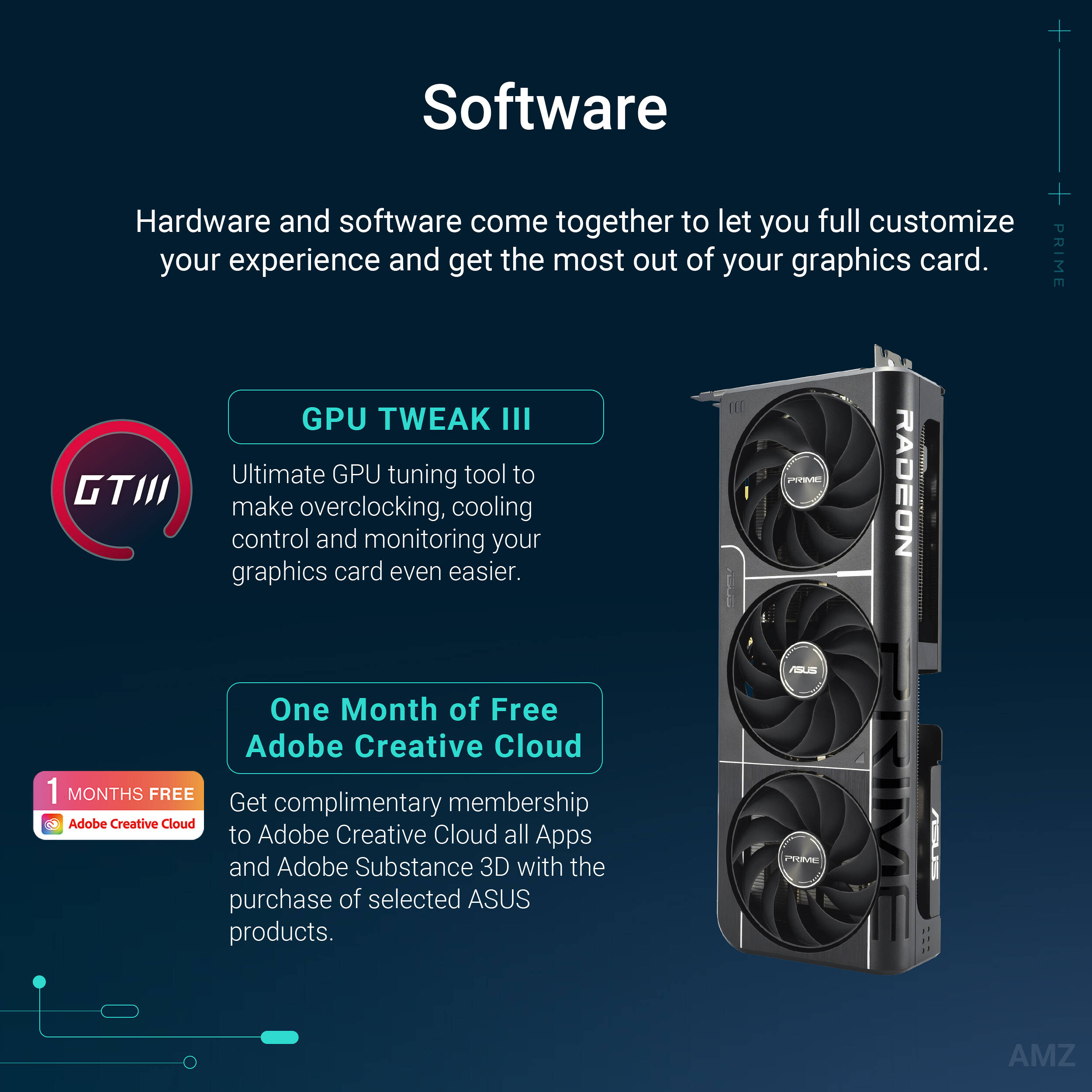 ASUS PRIME RX 9060 XT O8G graphics card with dual fans and 2.5-slot cooler — view 15