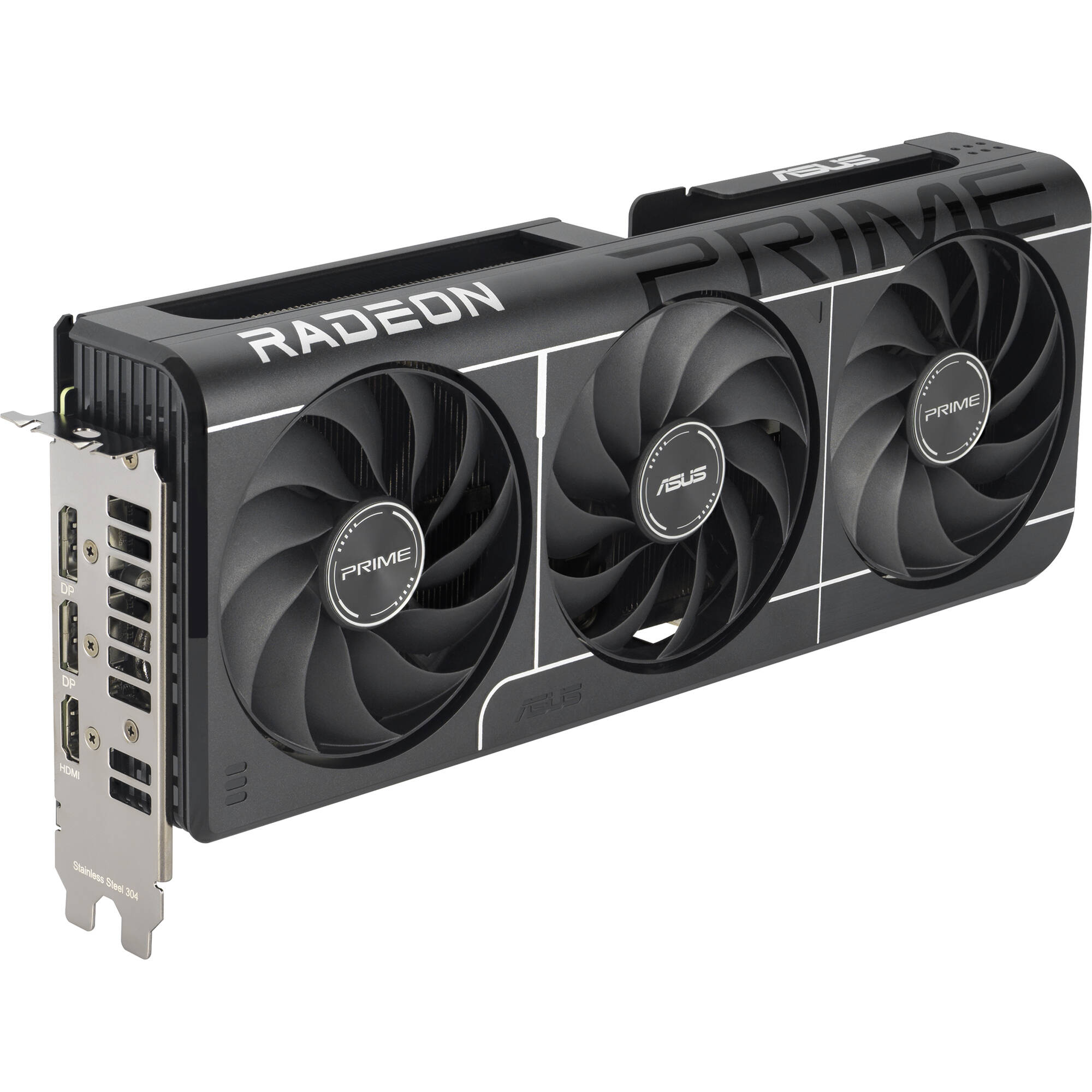 ASUS PRIME RX 9060 XT O8G graphics card with dual fans and 2.5-slot cooler — view 3