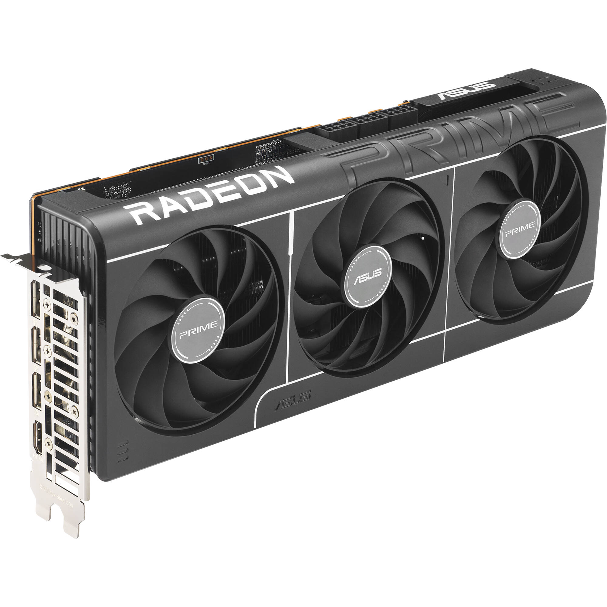 ASUS PRIME RX 9070 XT O16G graphics card with triple-fan cooling and 16 GB GDDR6 memory — view 3