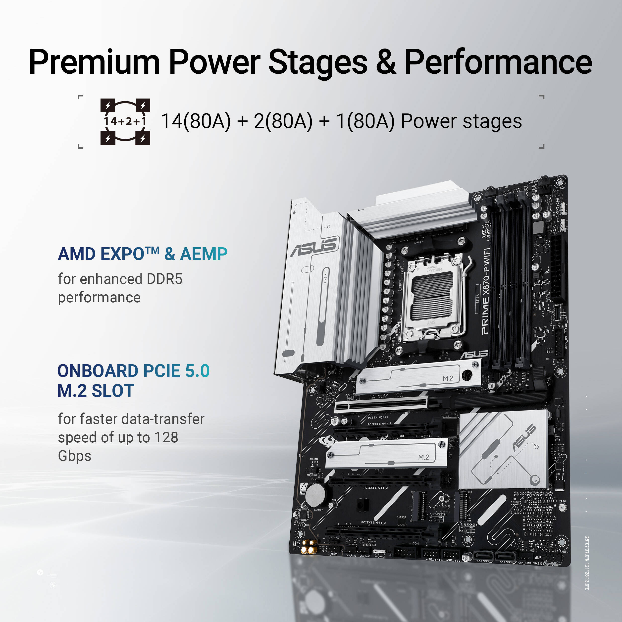 ASUS PRIME X870-P WIFI ATX motherboard for AMD AM5 processors with Wi-Fi 7 and PCIe 5.0 — view 12