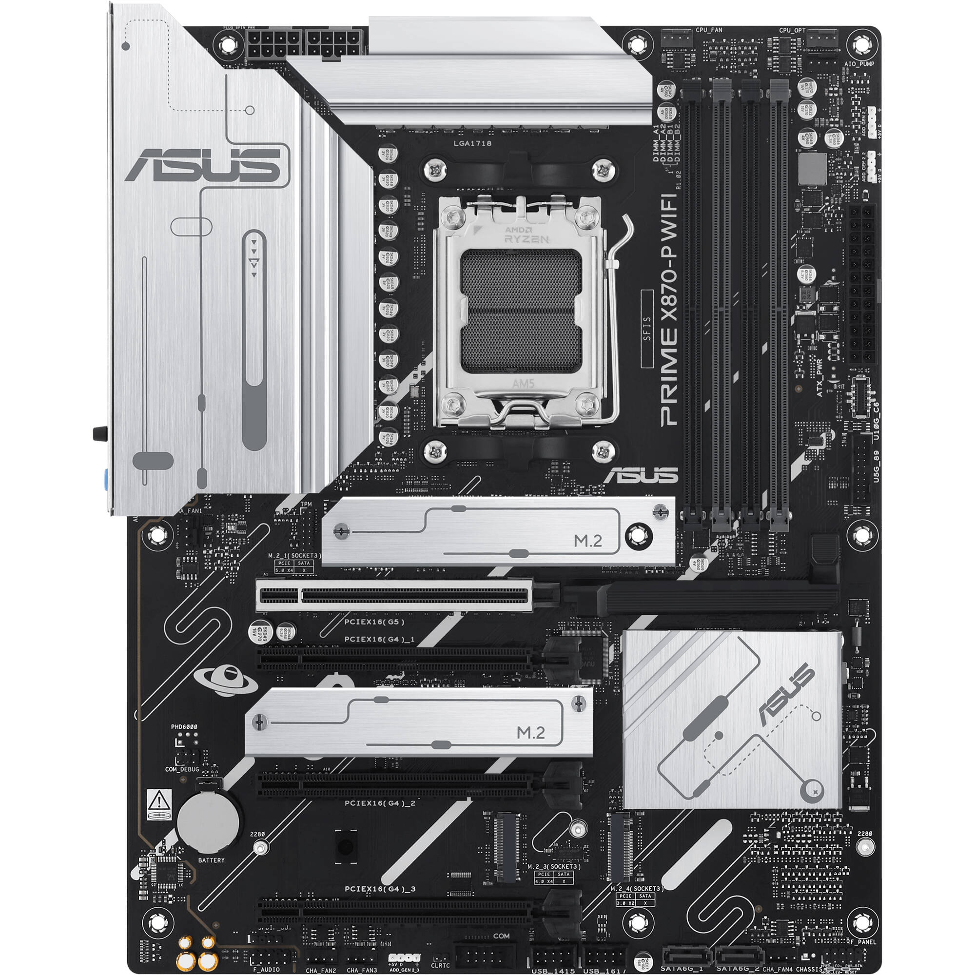 ASUS PRIME X870-P WIFI ATX motherboard for AMD AM5 processors with Wi-Fi 7 and PCIe 5.0 — view 2