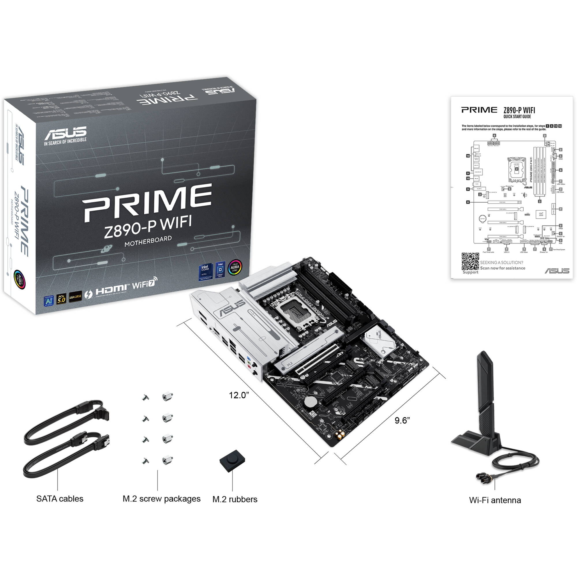 ASUS PRIME Z890-P WIFI ATX motherboard with LGA 1851 socket, Wi-Fi 7, and 4 M.2 slots — view 8