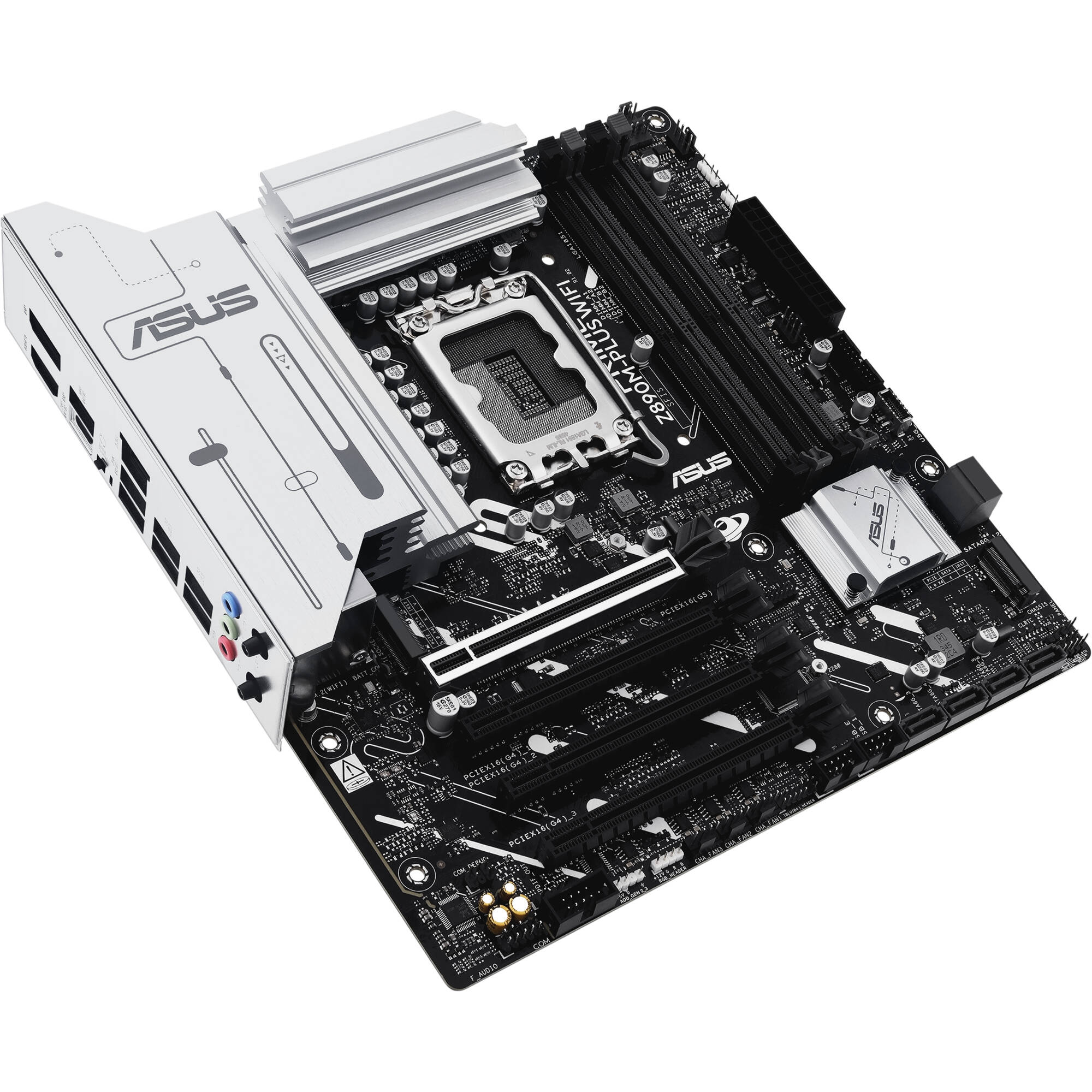 ASUS PRIME Z890M-PLUS WIFI micro-ATX motherboard with LGA 1851 socket, DDR5, Wi-Fi 7, and 3 M.2 slots — view 4