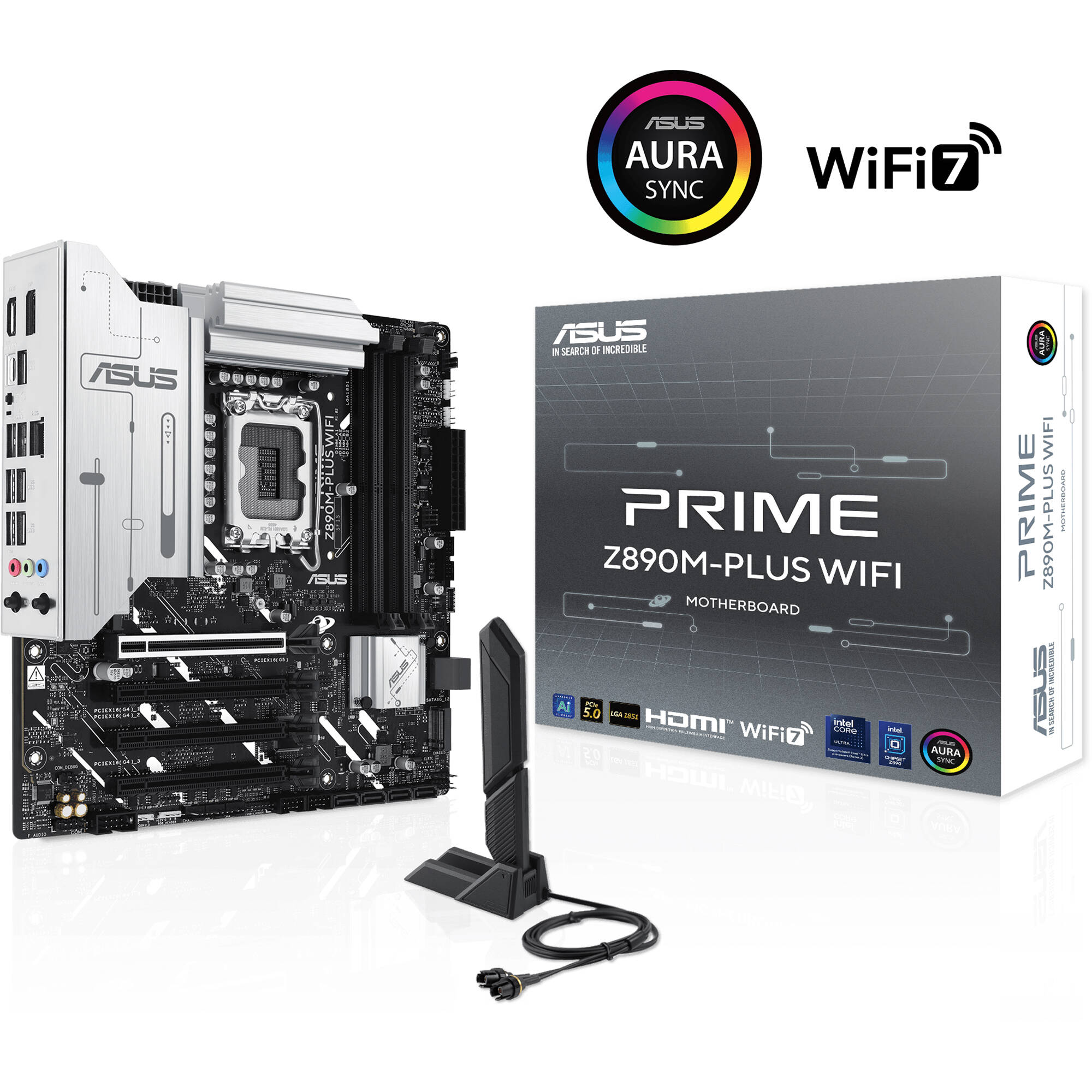 ASUS PRIME Z890M-PLUS WIFI micro-ATX motherboard with LGA 1851 socket, DDR5, Wi-Fi 7, and 3 M.2 slots — view 9