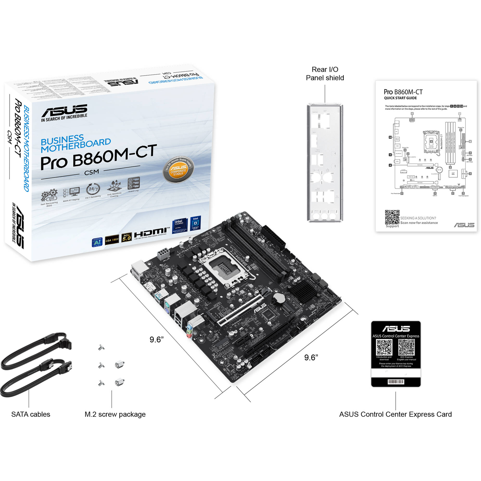 ASUS PRO B860M-CT-CSM Micro-ATX motherboard for Intel business desktop systems — view 6