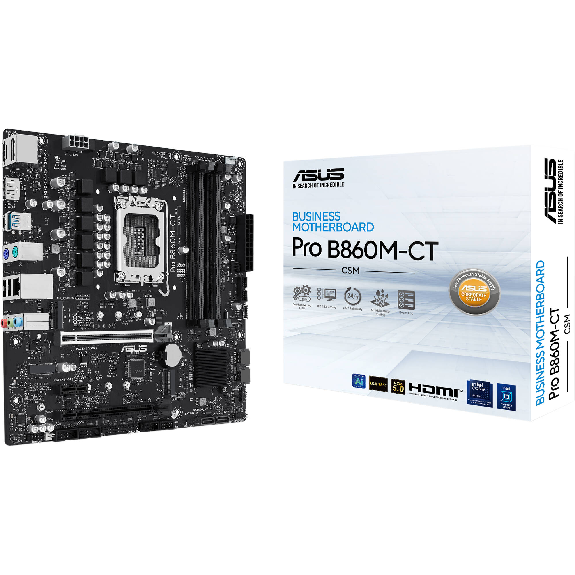 ASUS PRO B860M-CT-CSM Micro-ATX motherboard for Intel business desktop systems — view 7