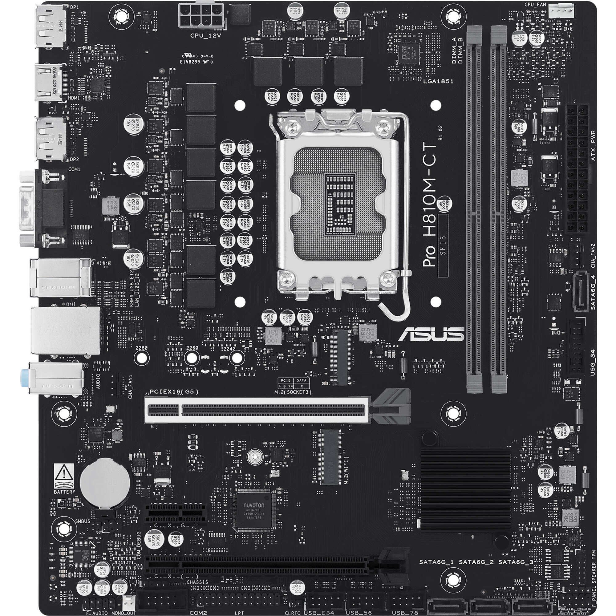 ASUS PRO H810M-CT-CSM Micro-ATX Intel H810 business motherboard with DDR5 and HDMI — view 2
