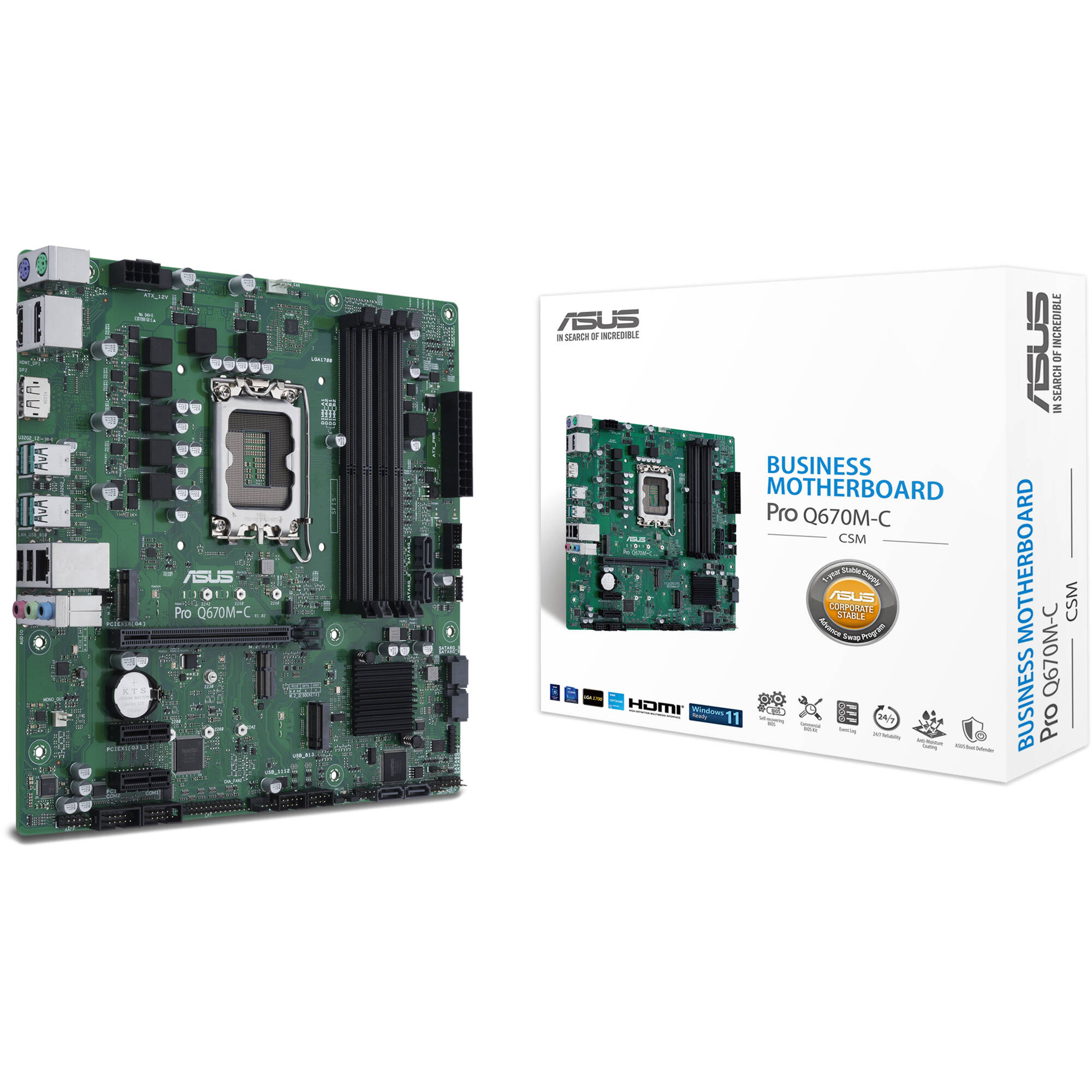 ASUS PRO Q670M-C-CSM micro-ATX motherboard with Intel Q670 chipset and LGA 1700 socket — view 6