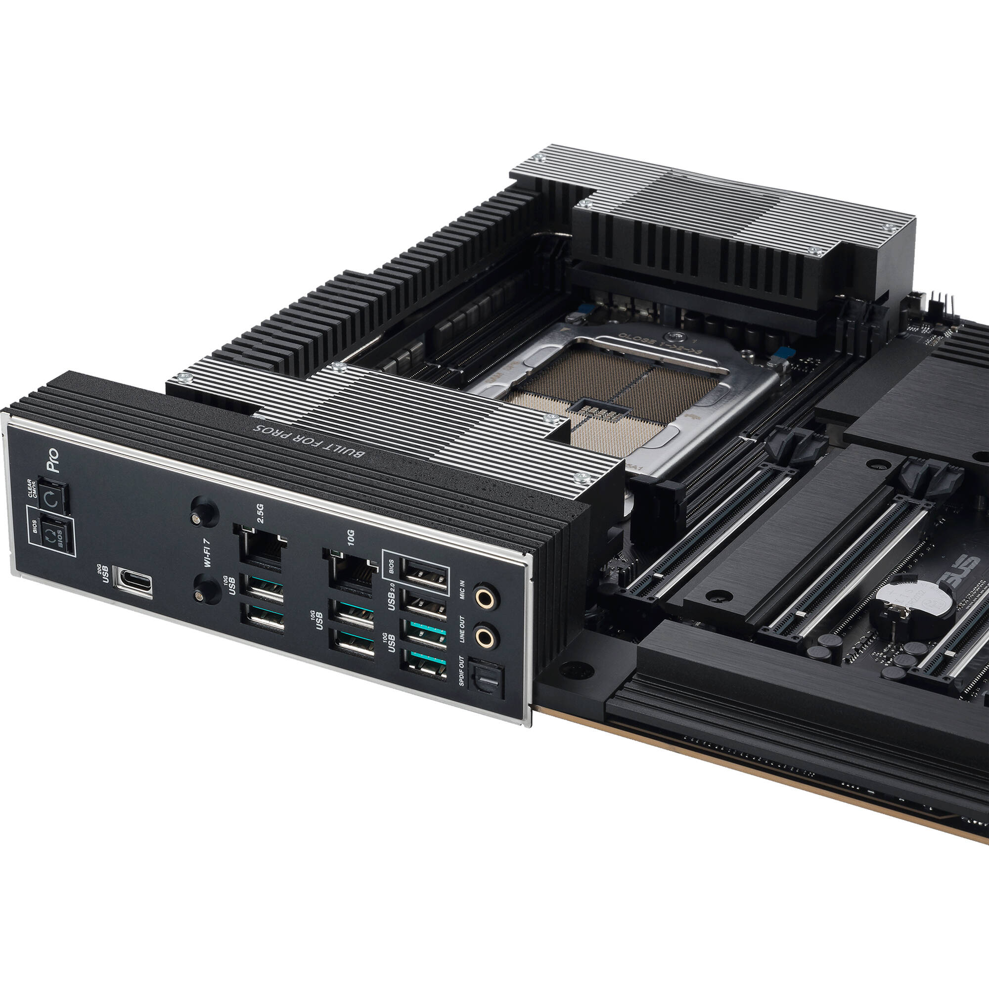 ASUS Pro WS TRX50-SAGE WIFI workstation motherboard with Wi‑Fi 7 and PCIe 5.0 support — view 10
