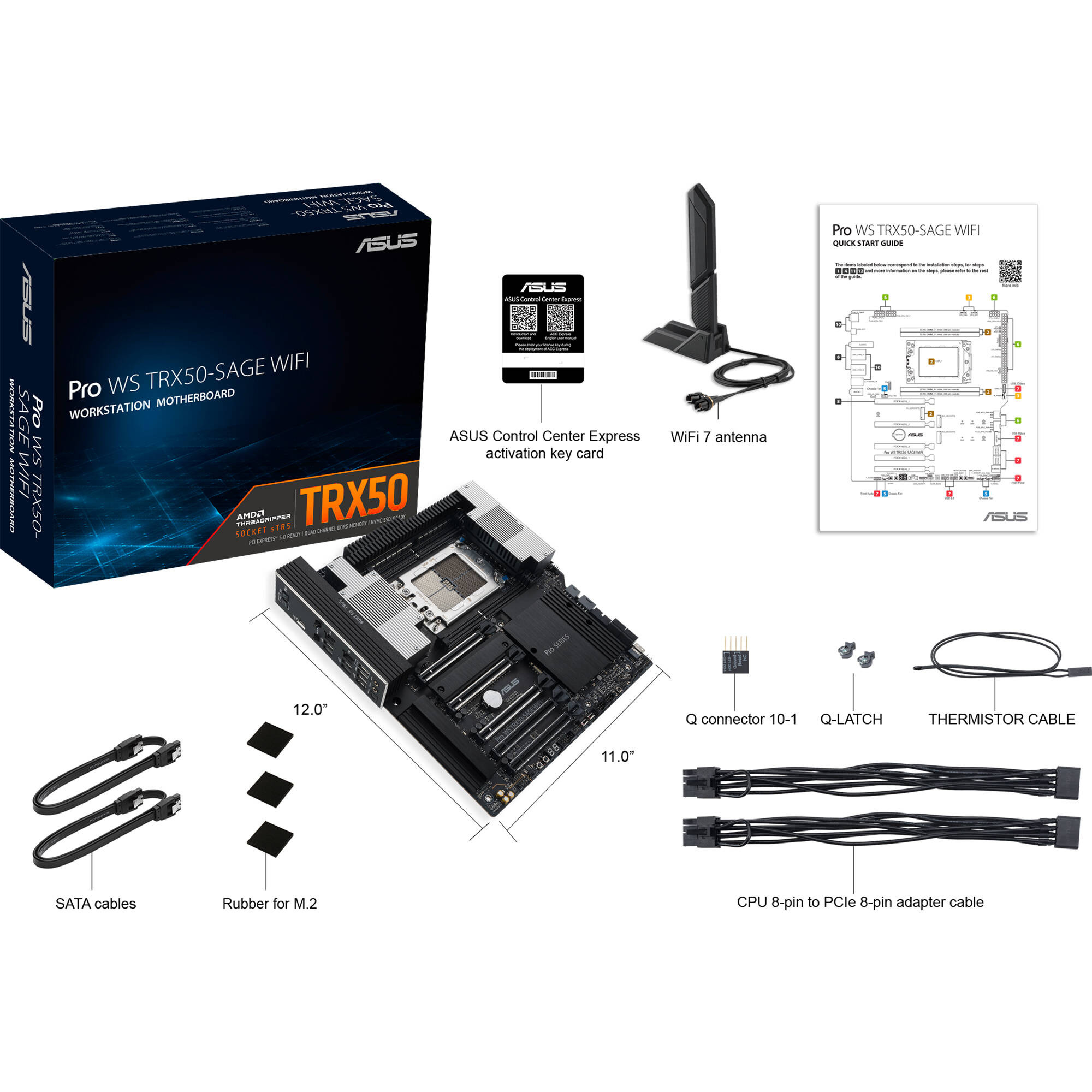 ASUS Pro WS TRX50-SAGE WIFI workstation motherboard with Wi‑Fi 7 and PCIe 5.0 support — view 16