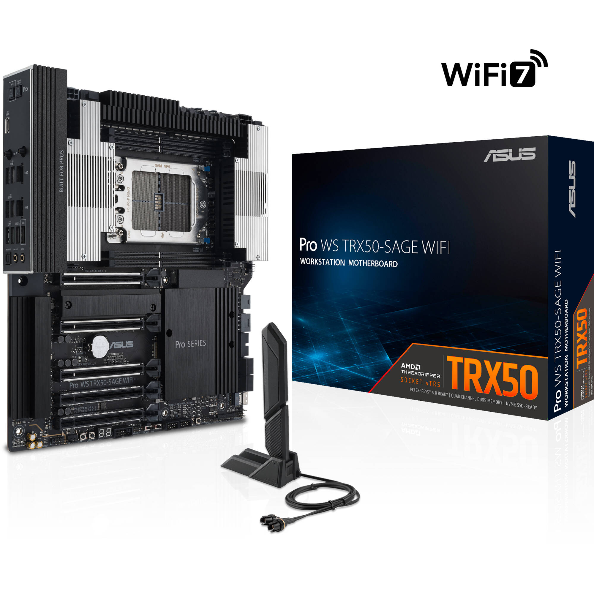 ASUS Pro WS TRX50-SAGE WIFI workstation motherboard with Wi‑Fi 7 and PCIe 5.0 support — view 17