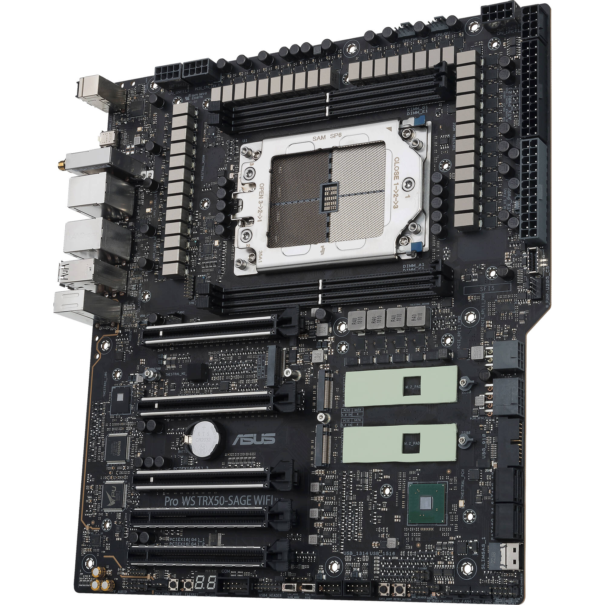 ASUS Pro WS TRX50-SAGE WIFI workstation motherboard with Wi‑Fi 7 and PCIe 5.0 support — view 6
