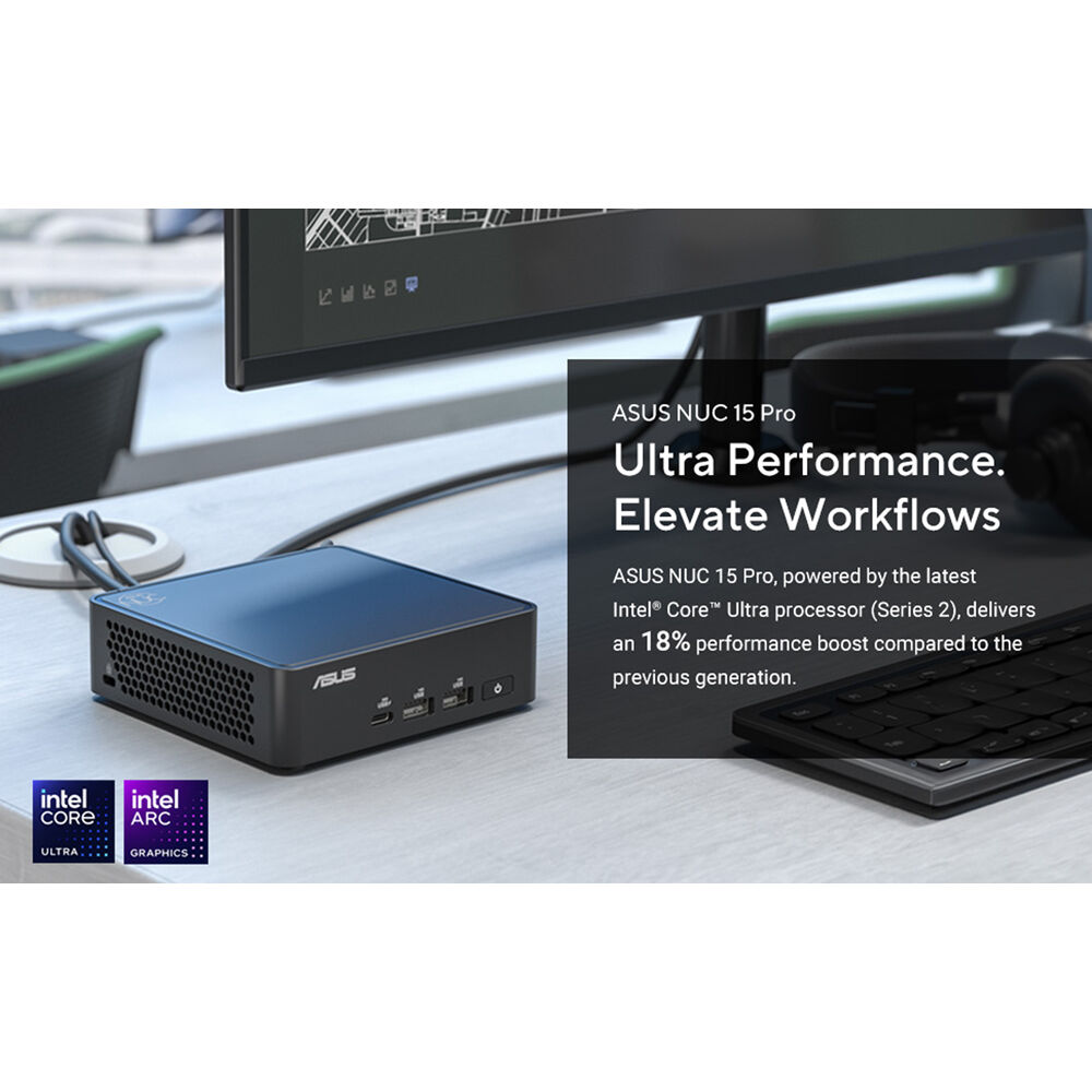 ASUS NUC 15 Pro Slim mini PC with Intel Core 3 100U, 16GB DDR5, 512GB NVMe SSD, and VESA mount — view 11