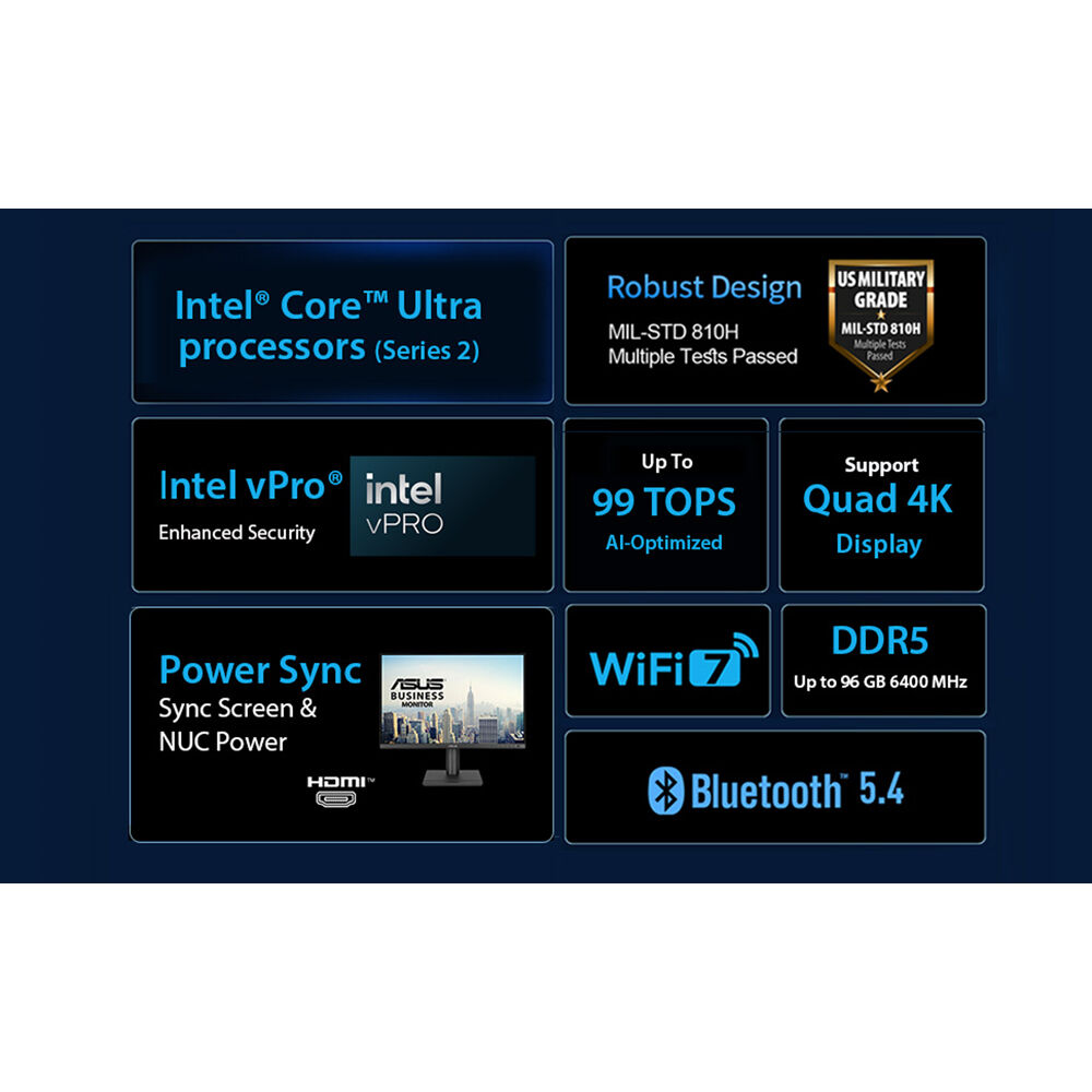 ASUS NUC 15 Pro Slim mini PC with Intel Core 3 100U, 16GB DDR5, 512GB NVMe SSD, and VESA mount — view 16
