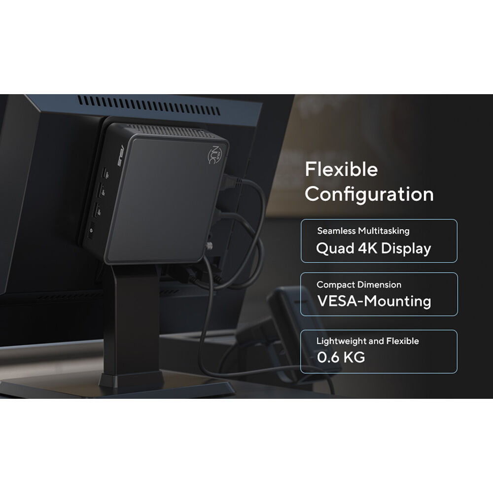 ASUS NUC 15 Pro Slim barebone mini PC with Core Ultra 5 235H vPro, Thunderbolt 4, Wi‑Fi 7, and VESA mount — view 16
