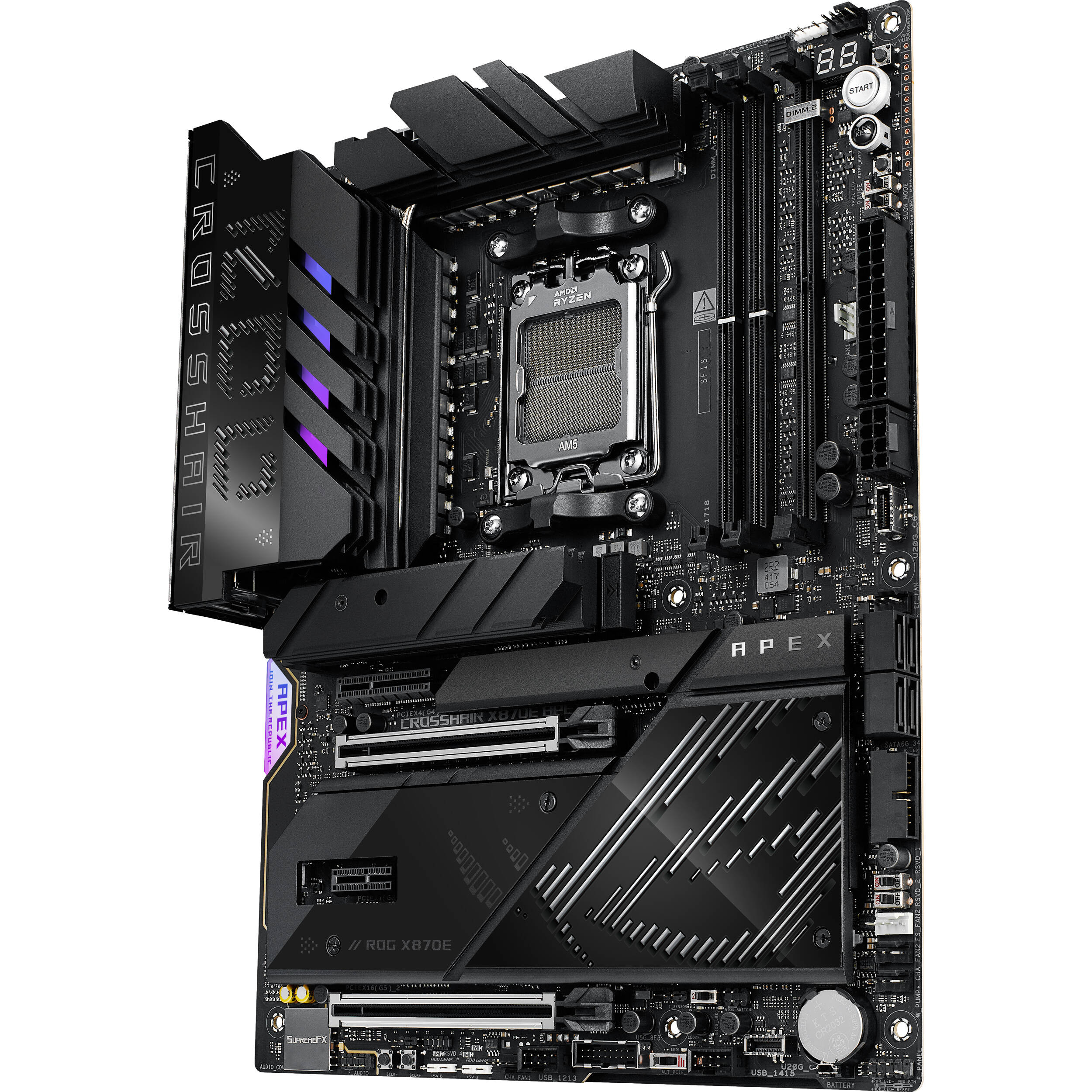 ASUS ROG CROSSHAIR X870E APEX ATX motherboard for AM5 Ryzen builds — view 3