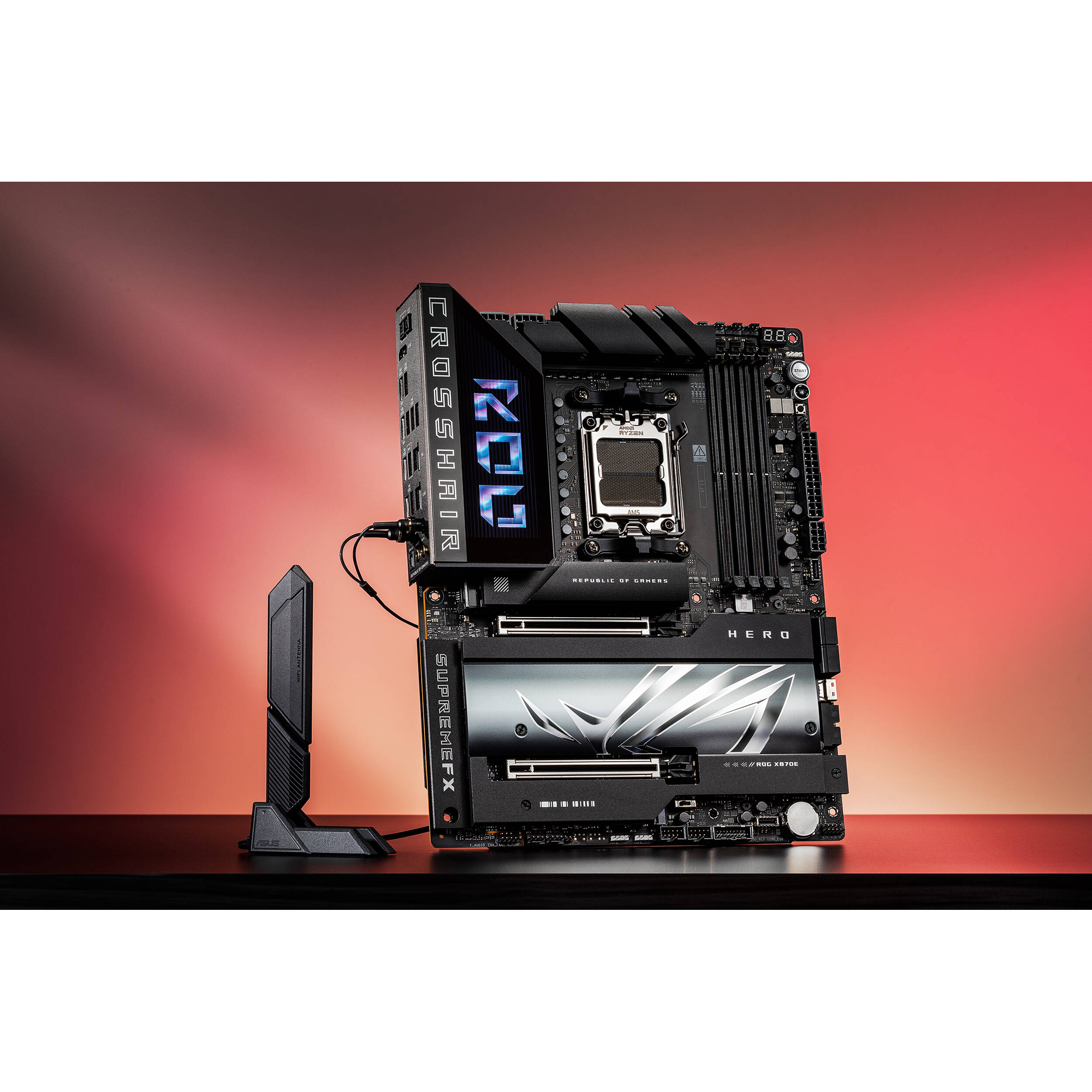 ASUS ROG CROSSHAIR X870E HERO BTF ATX motherboard with hidden connectors, WiFi 7, USB4, and 5 M.2 slots — view 15