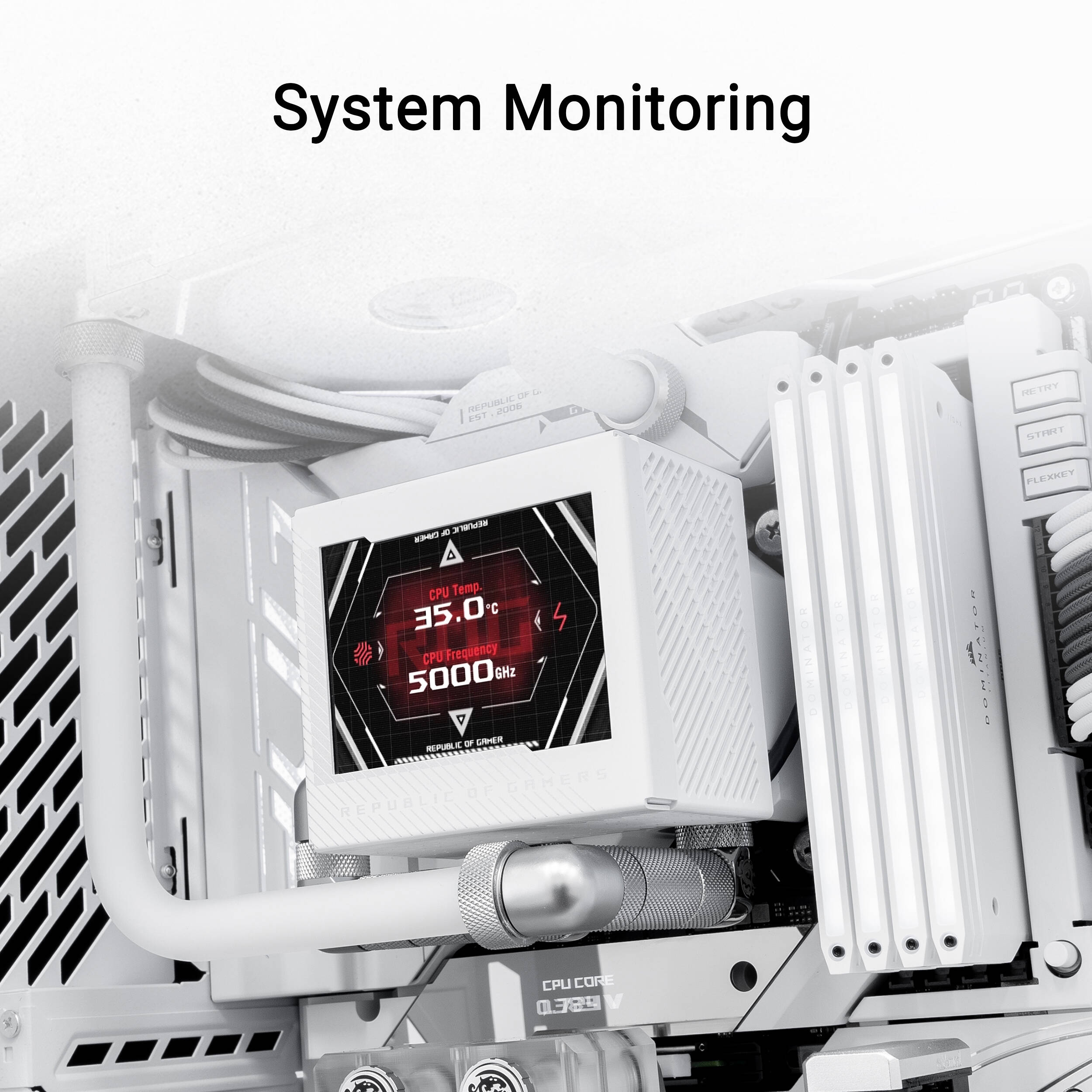 ASUS ROG RYUJIN III WB WHT white CPU water block with 3.5-inch LCD display — view 12