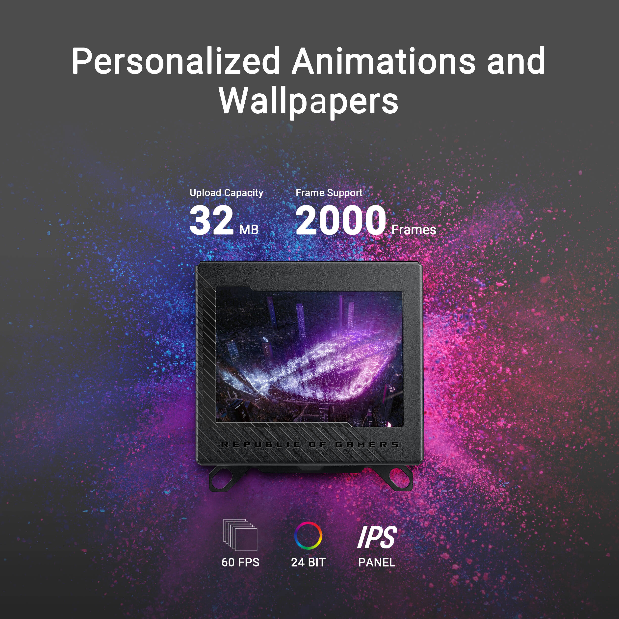 ASUS ROG RYUJIN III WB CPU water block with 3.5-inch LCD and black finish — view 14