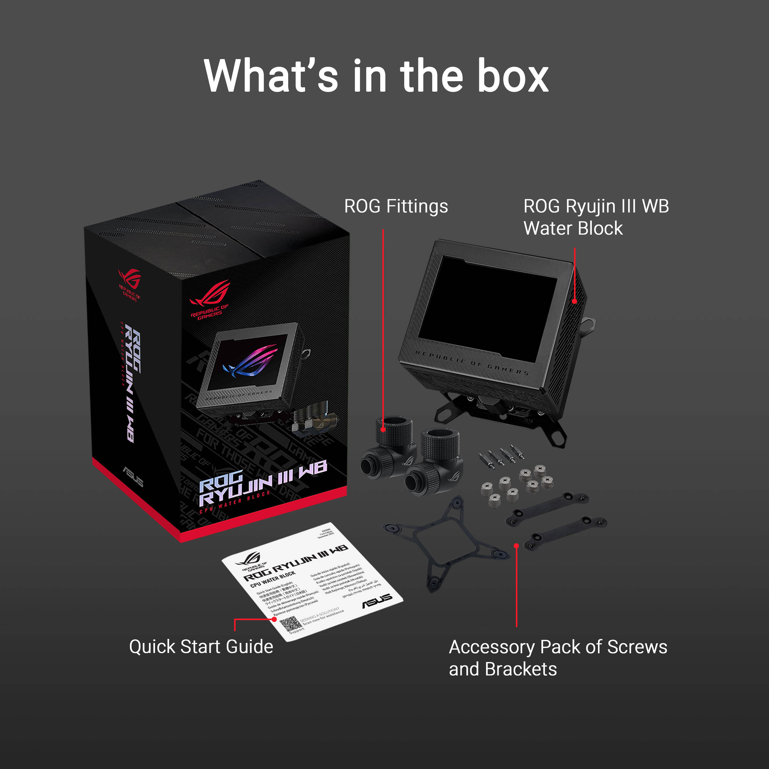 ASUS ROG RYUJIN III WB CPU water block with 3.5-inch LCD and black finish — view 17