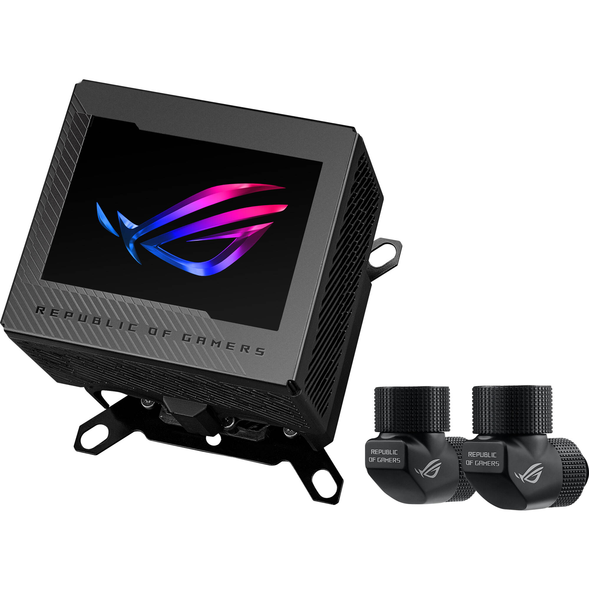 ASUS ROG RYUJIN III WB CPU water block with 3.5-inch LCD and black finish — view 2