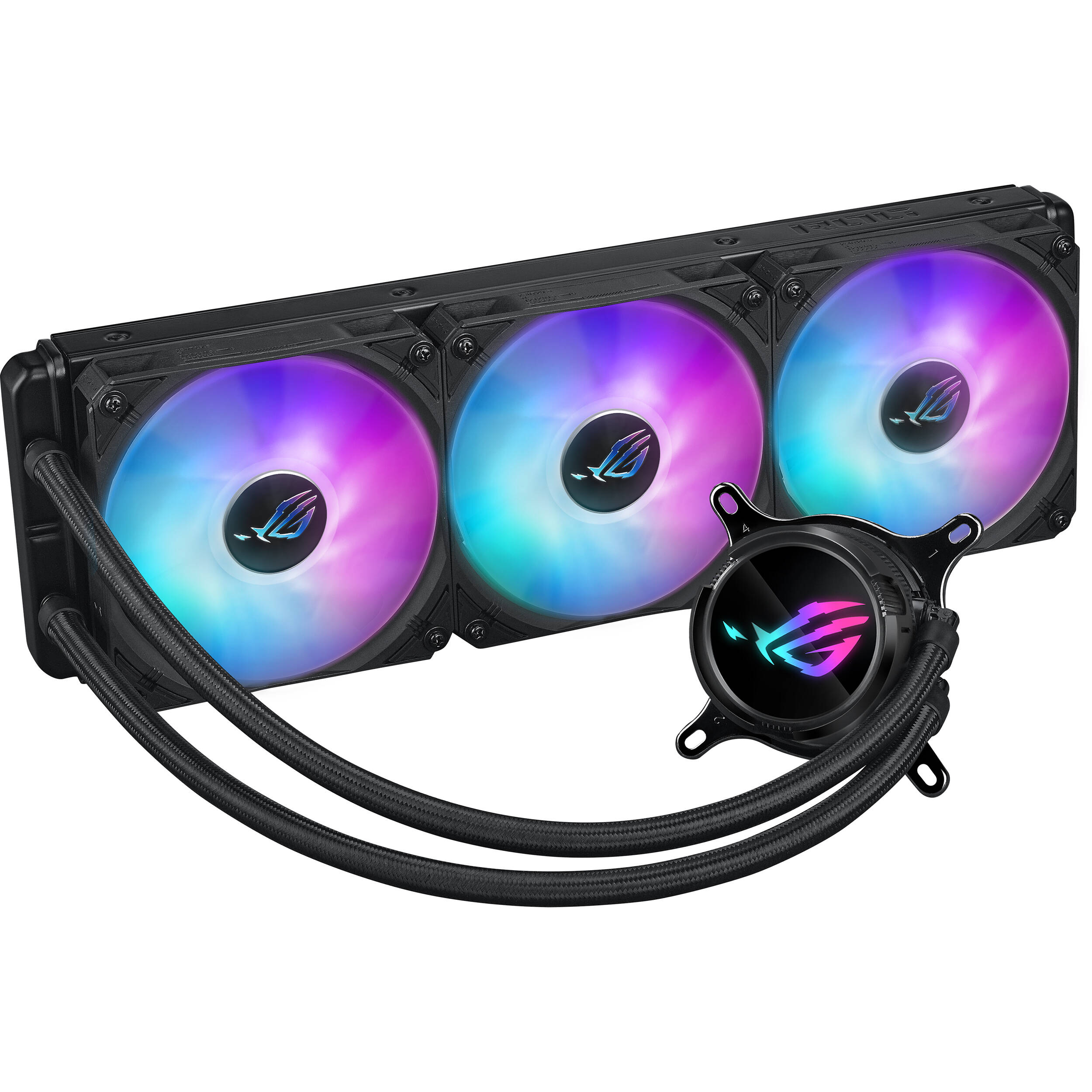 ASUS ROG STRIX LC III 360 ARGB LCD 360 mm AIO liquid cooler with 2.1-inch IPS display and RGB fans — view 2