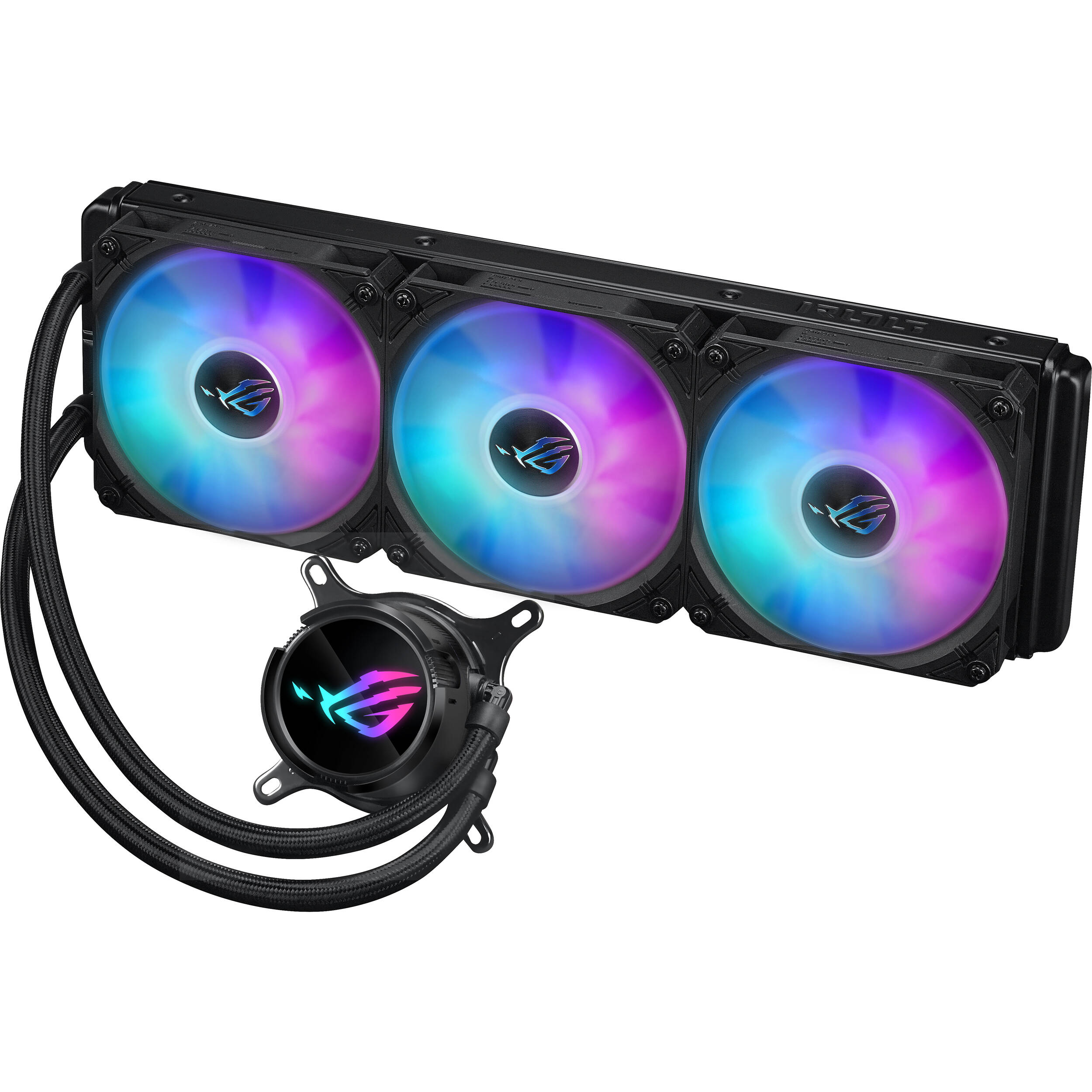 ASUS ROG STRIX LC III 360 ARGB LCD 360 mm AIO liquid cooler with 2.1-inch IPS display and RGB fans — view 3