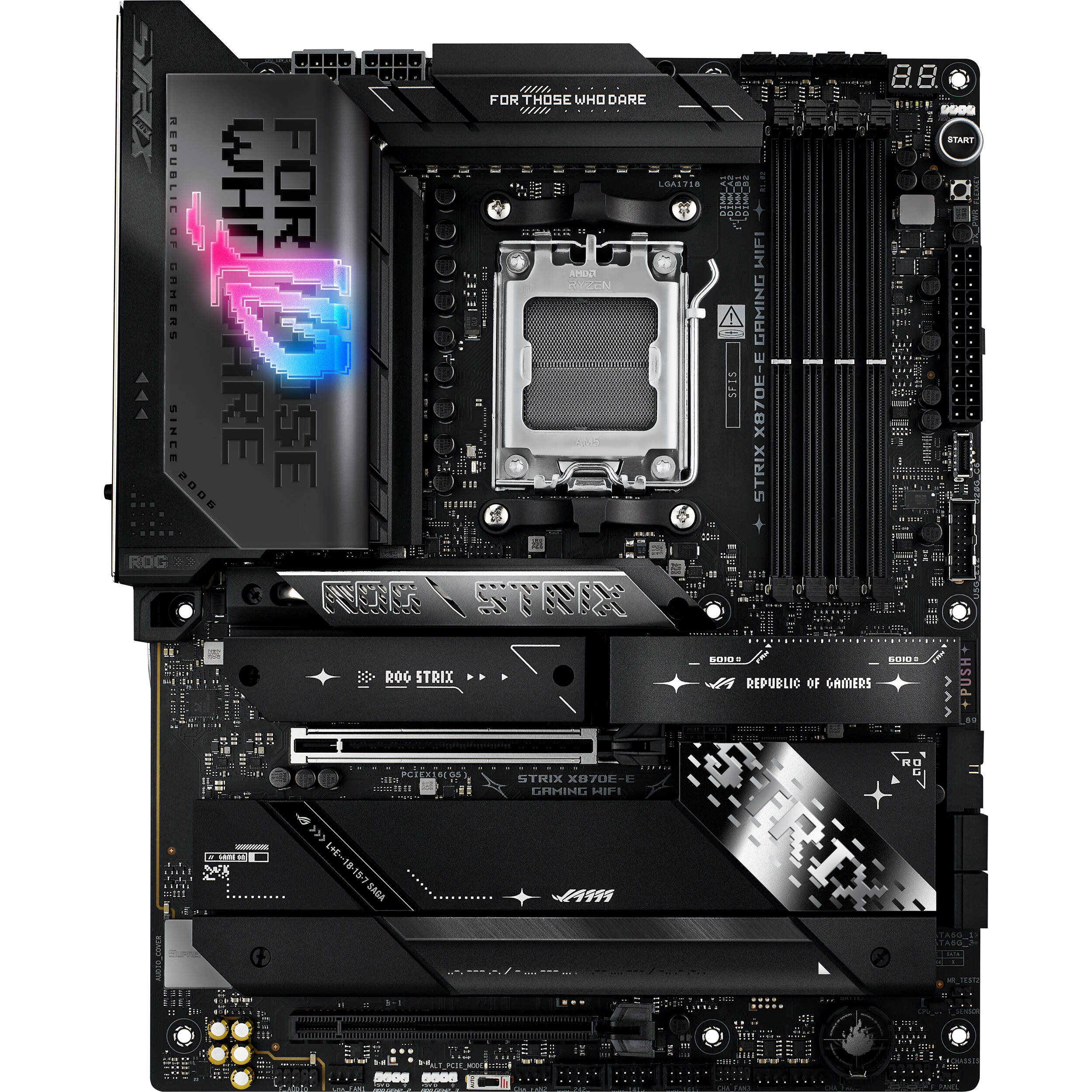 ASUS ROG STRIX X870E-E GAMING WIFI ATX motherboard for AMD AM5 with PCIe 5.0 and Wi-Fi 7 — view 2