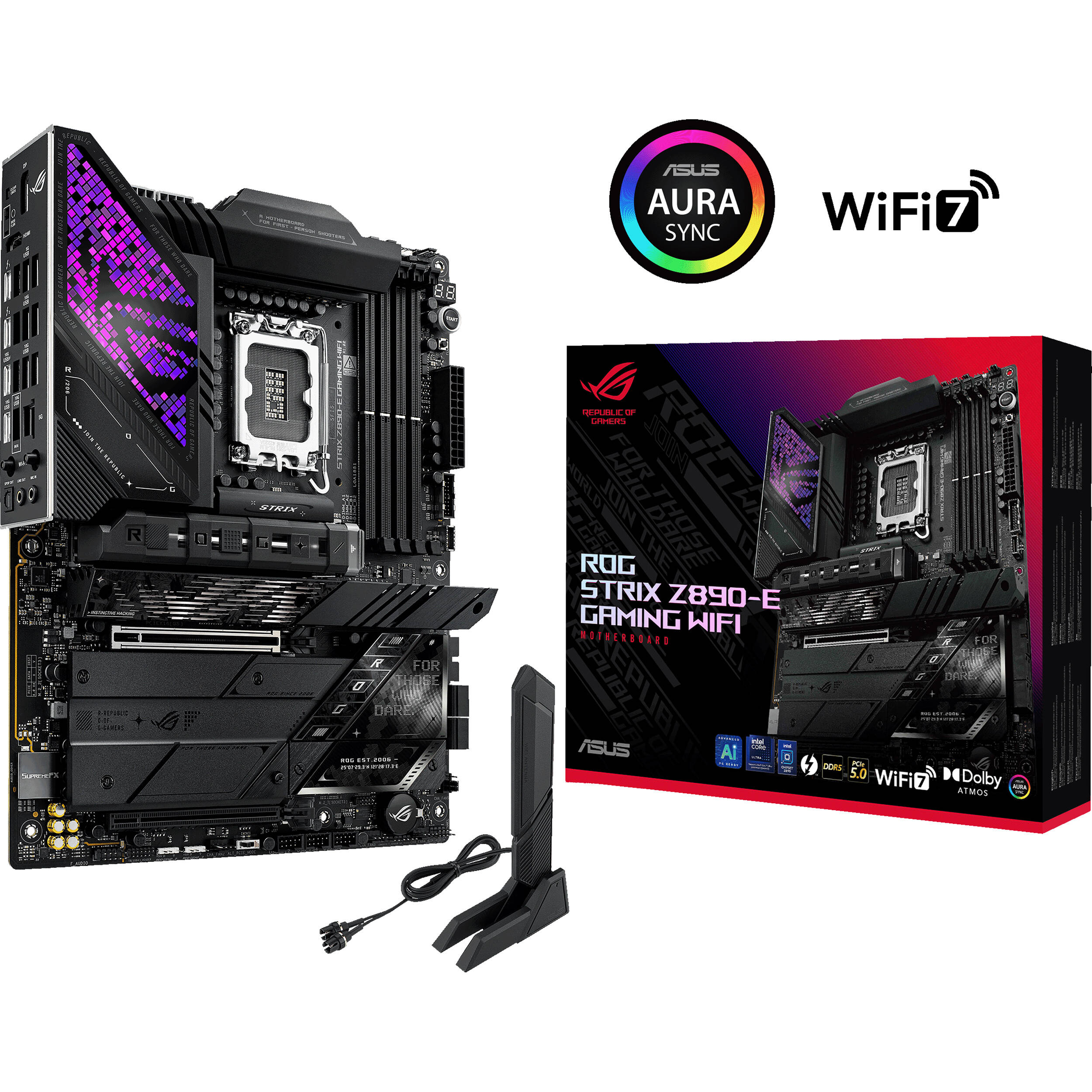 ASUS ROG STRIX Z890-E GAMING WIFI ATX motherboard with Intel Z890 chipset, LGA 1851 socket, and premium cooling design — view 11